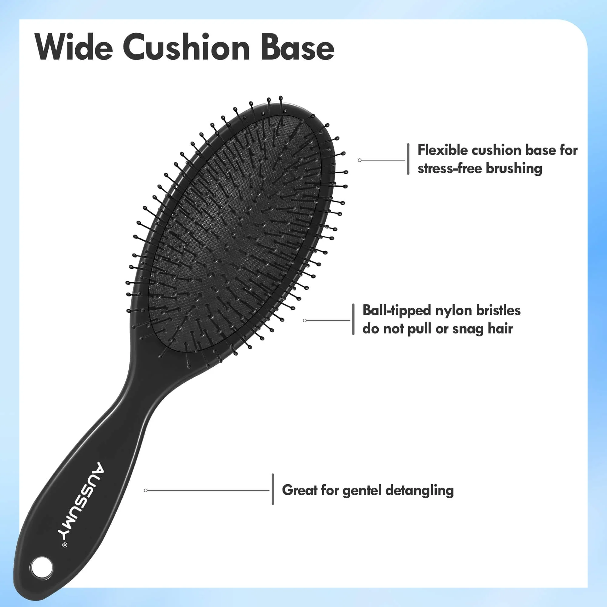 Aussumy 4 Pack Detangling Hair Brush - Air Cushion Detangler Hairbrush with Ultra Soft Bristles for Effortless Tangle Removal For Wet Dry Damaged Curly Fragile Hair for Women Men Boys Girls Adult Kids - Image 2