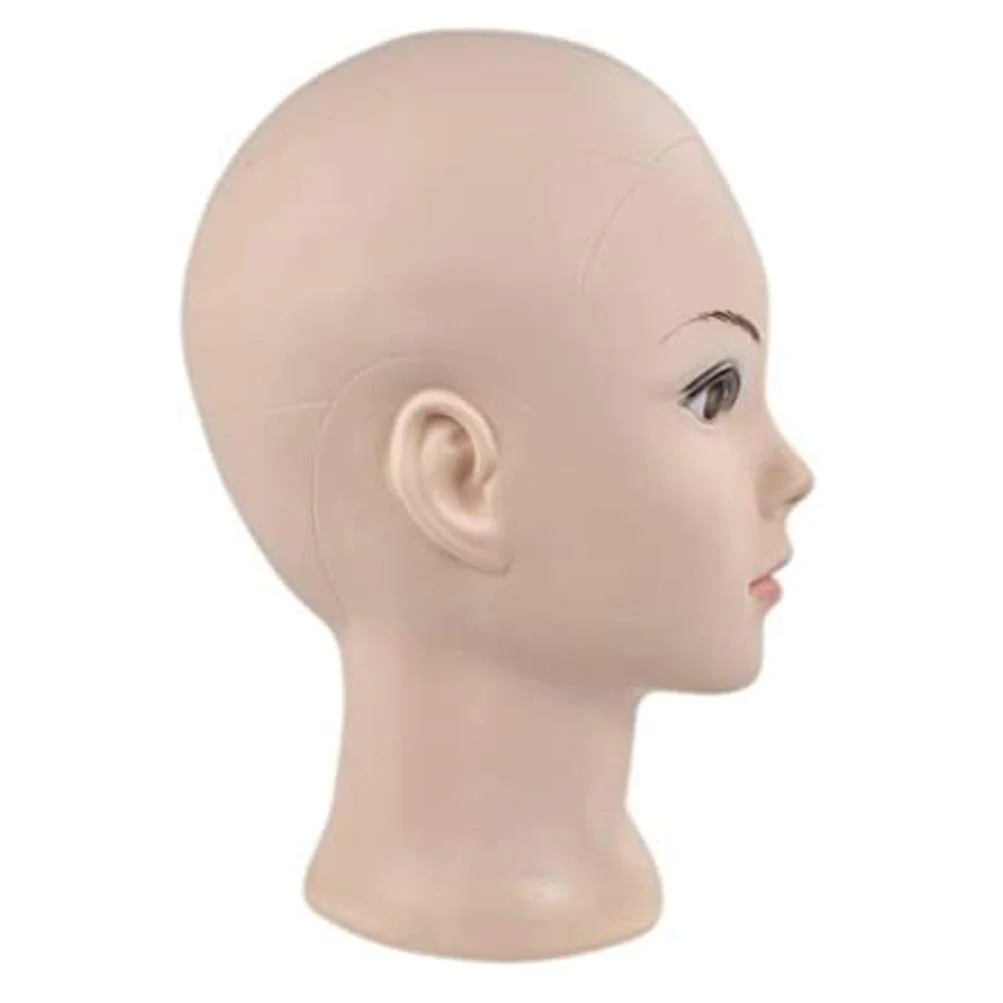 Ba Sha Bald Mannequin Head Beige Female Professional Cosmetology Manikin Doll head for Wigs Making Wig Display Hat Display Glasses Display with Free Clamp - Image 4