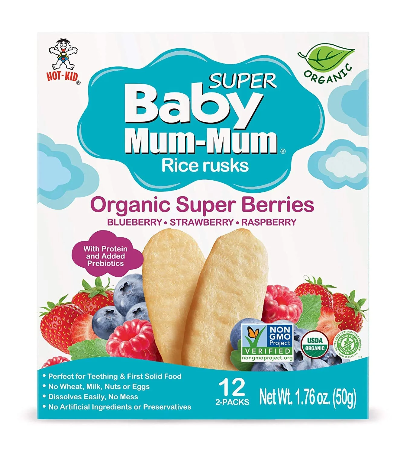 Baby Mum-Mum Organic Gentle Teething Crackers, Super Berry | 24 Count (Pack of 6) | Gluten Free, Allergen Free, Non-GMO | Baby Snacks, Teether Relief Rice Rusk Cookies for Babies - Image 2