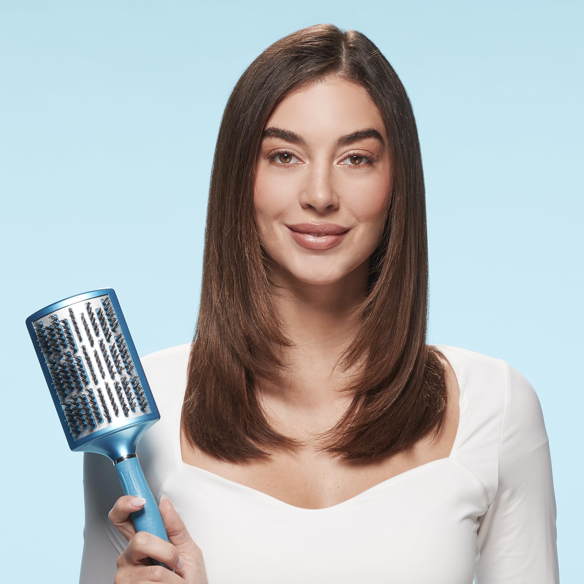 BaBylissPRO Nano Titanium Curved Boar & Nylon Paddle Brush, Fast Blow-Dry Styling Brush for Smooth, Shiny Hair, Ideal for All Hair Types - Image 3