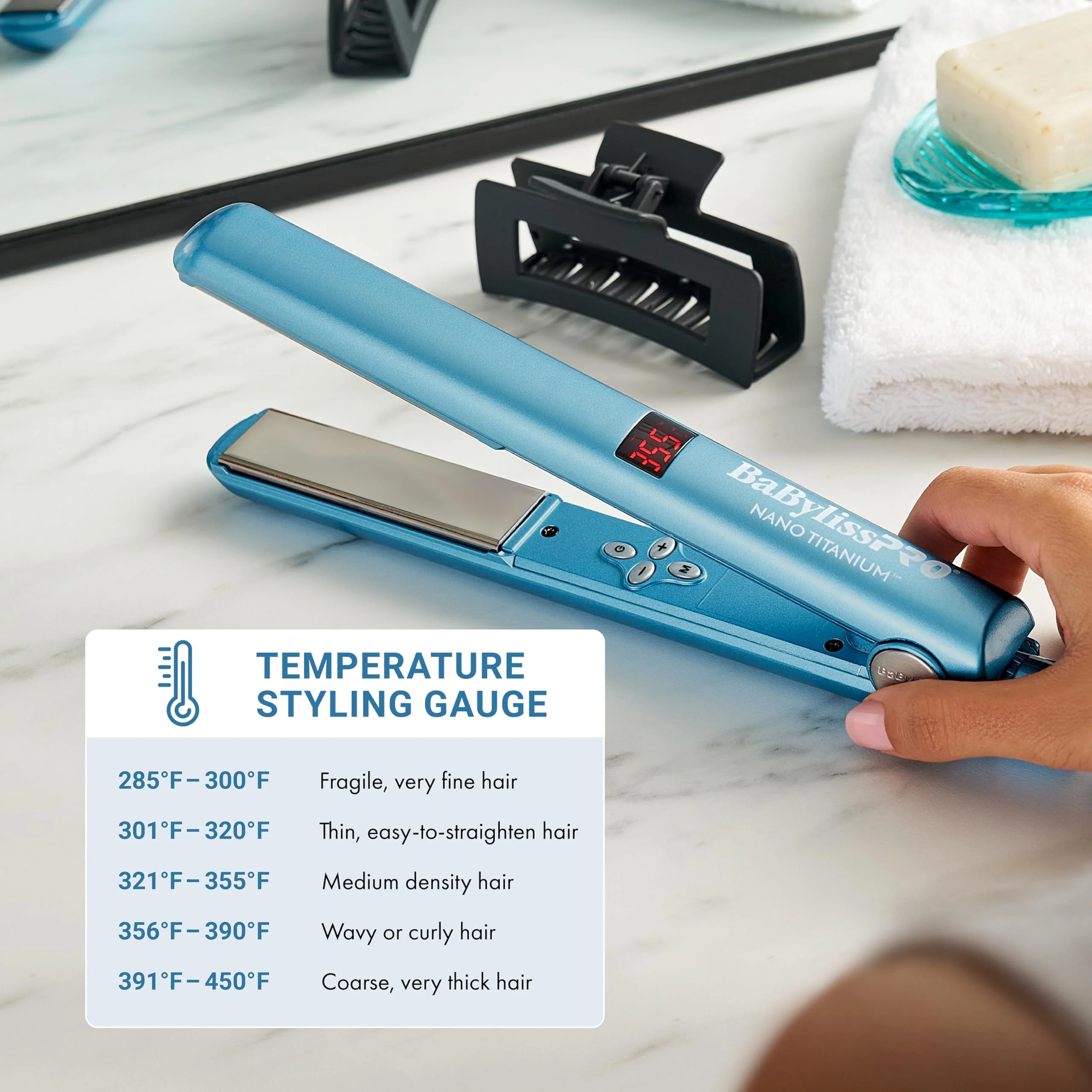 BaBylissPRO Nano Titanium Hair Straightener, 1" /25mm Flat Iron Digital Hair Straightener Iron for Professional Salon Results and All Hair Types - Image 3