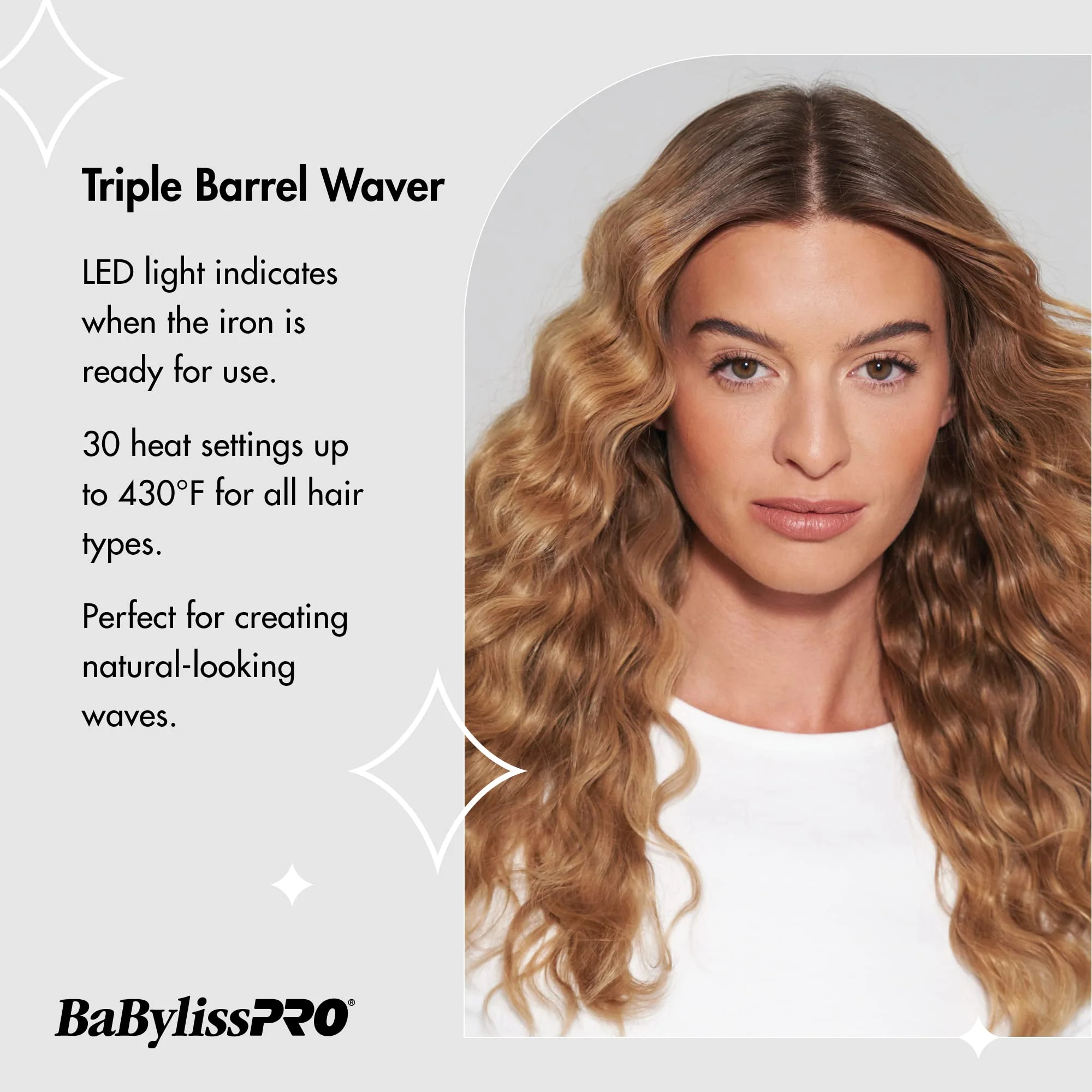 BabylissPRO Porcelain Ceramic Triple Barrel Waver, Black - Image 2