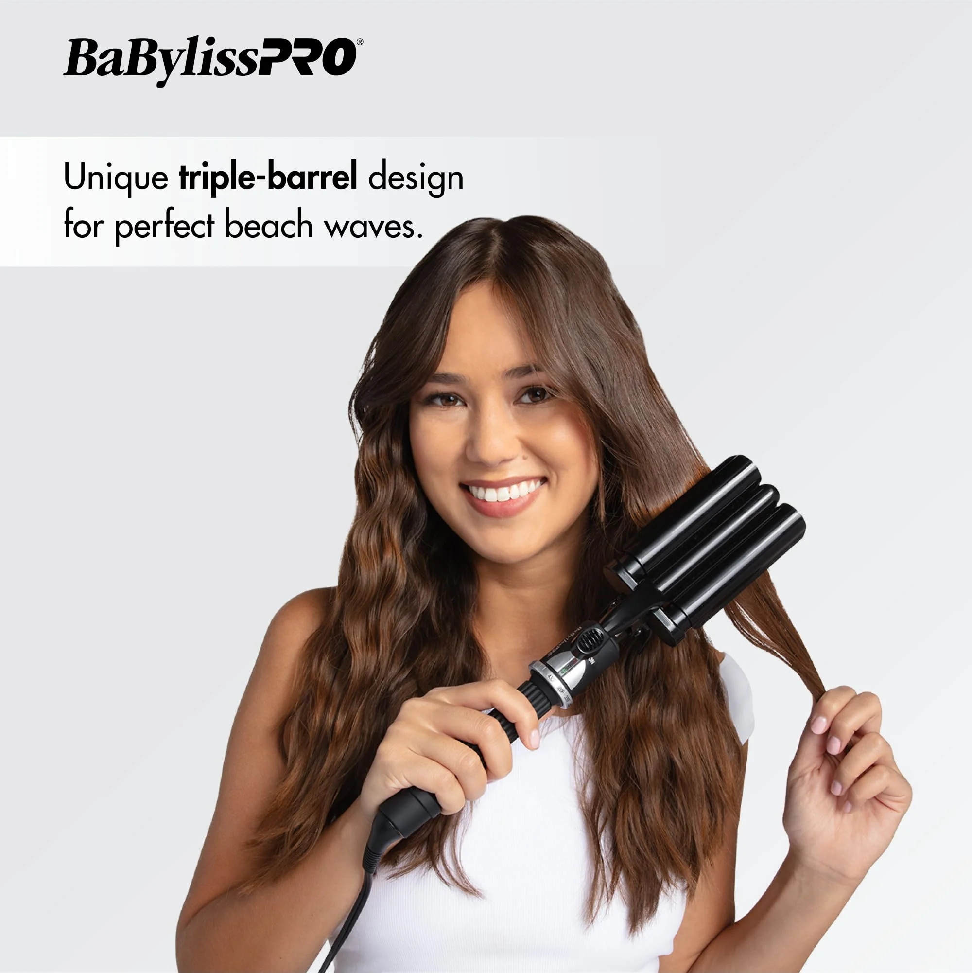 BabylissPRO Porcelain Ceramic Triple Barrel Waver, Black - Image 3