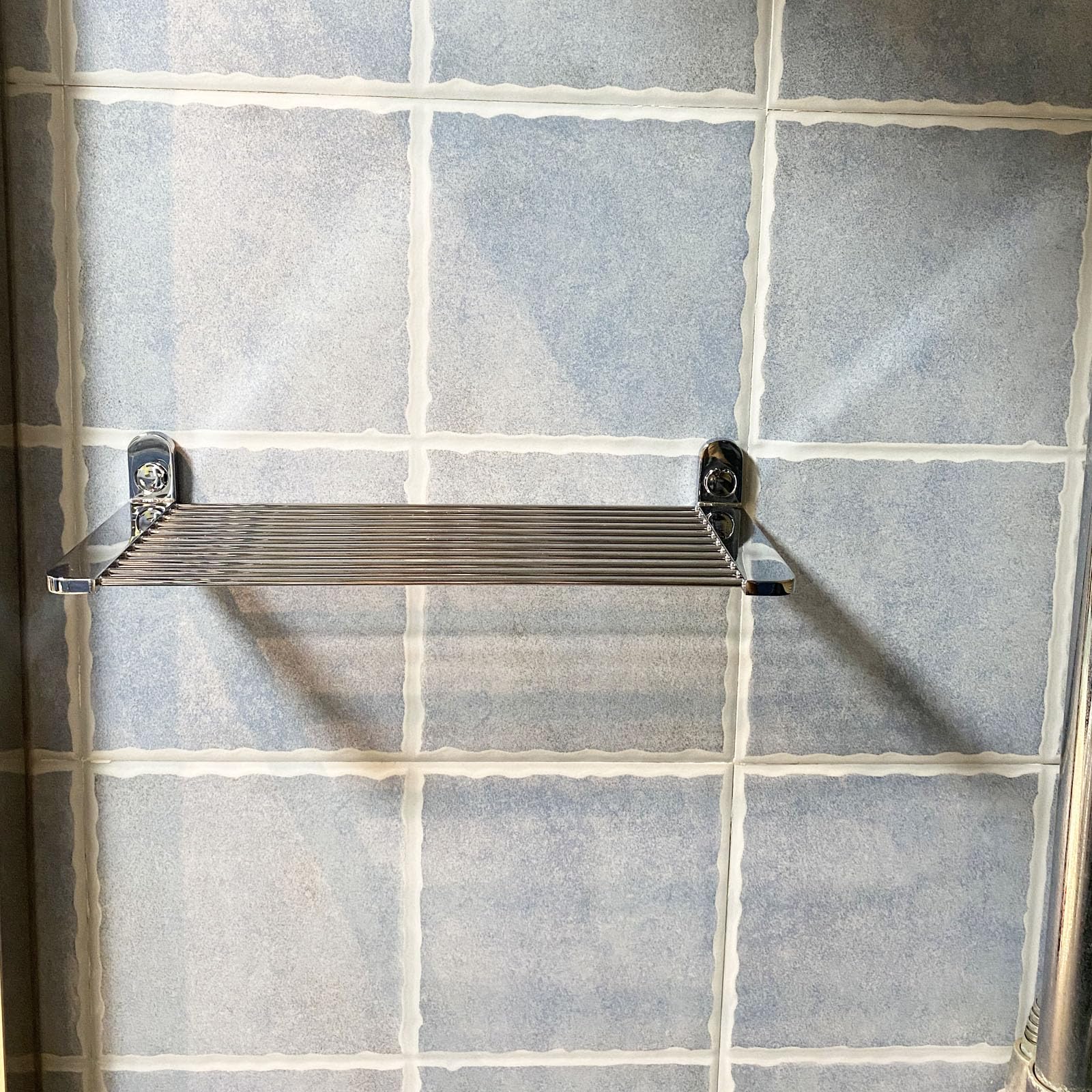 BACOMOLOR Classic Chrome Shower Shelf 10.6-inch, Polished Chrome Brass Material, Floating Bathroom kitchen Toilet Over Sink Shampoo Cosmetics Liquid Soap Wipes Holder - Image 8