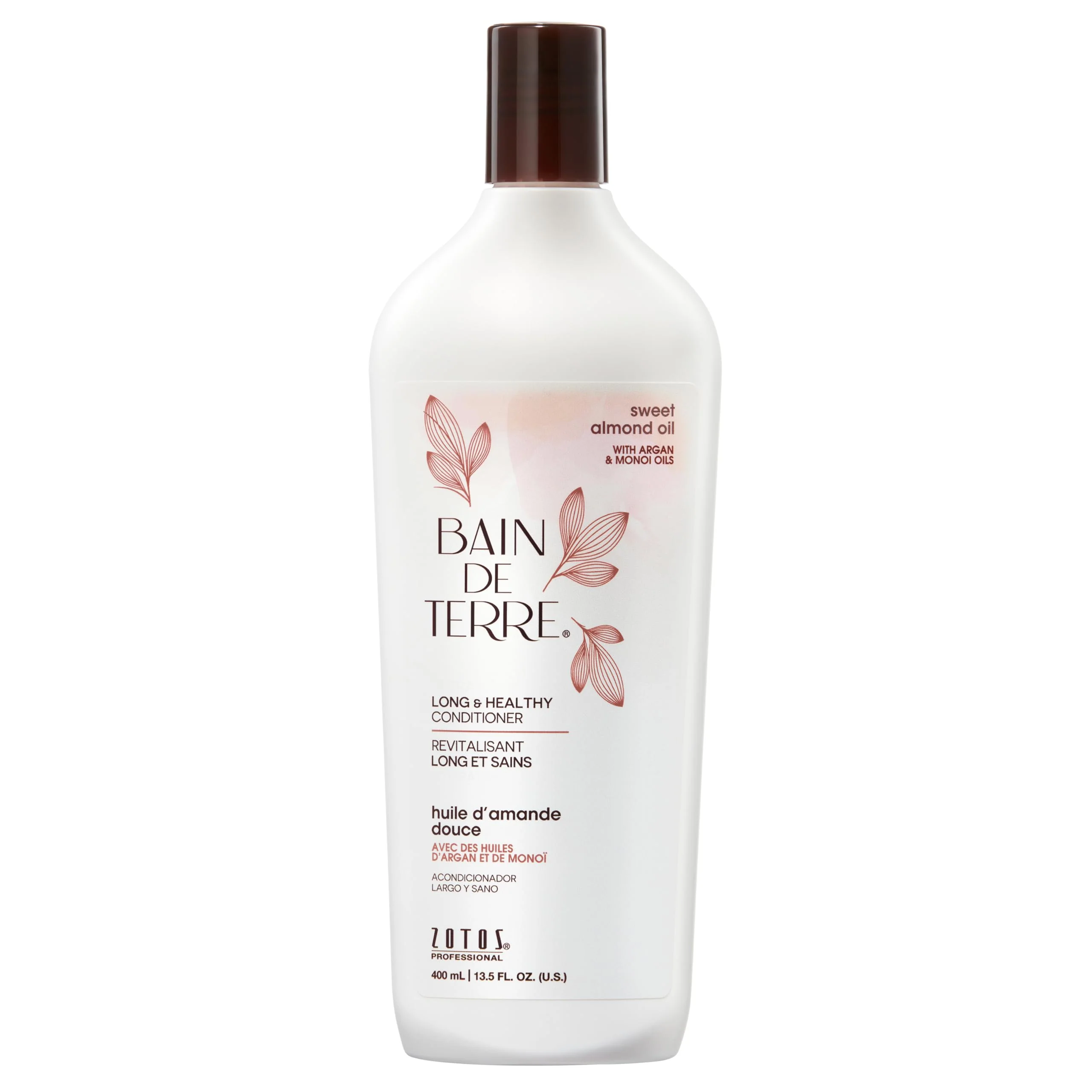 Bain de Terre Sweet Almond Oil Long & Healthy Conditioner, Strength & Protection for Weak, Damaged Hair, with Argan & Monoi Oils, Paraben-Free, Color-Safe, Vegan, 13.5 Fl Oz