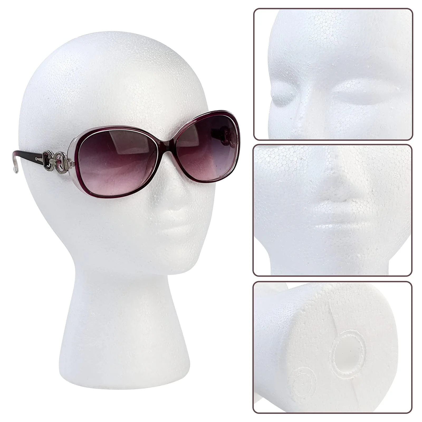 BALABALA 3 Pack Foam Wig Head Stand, Female Styrofoam Mannequin Head with Long Neck for Wig Display, Hat Holder, Salon & Travel, White Foam Head Model - Image 3