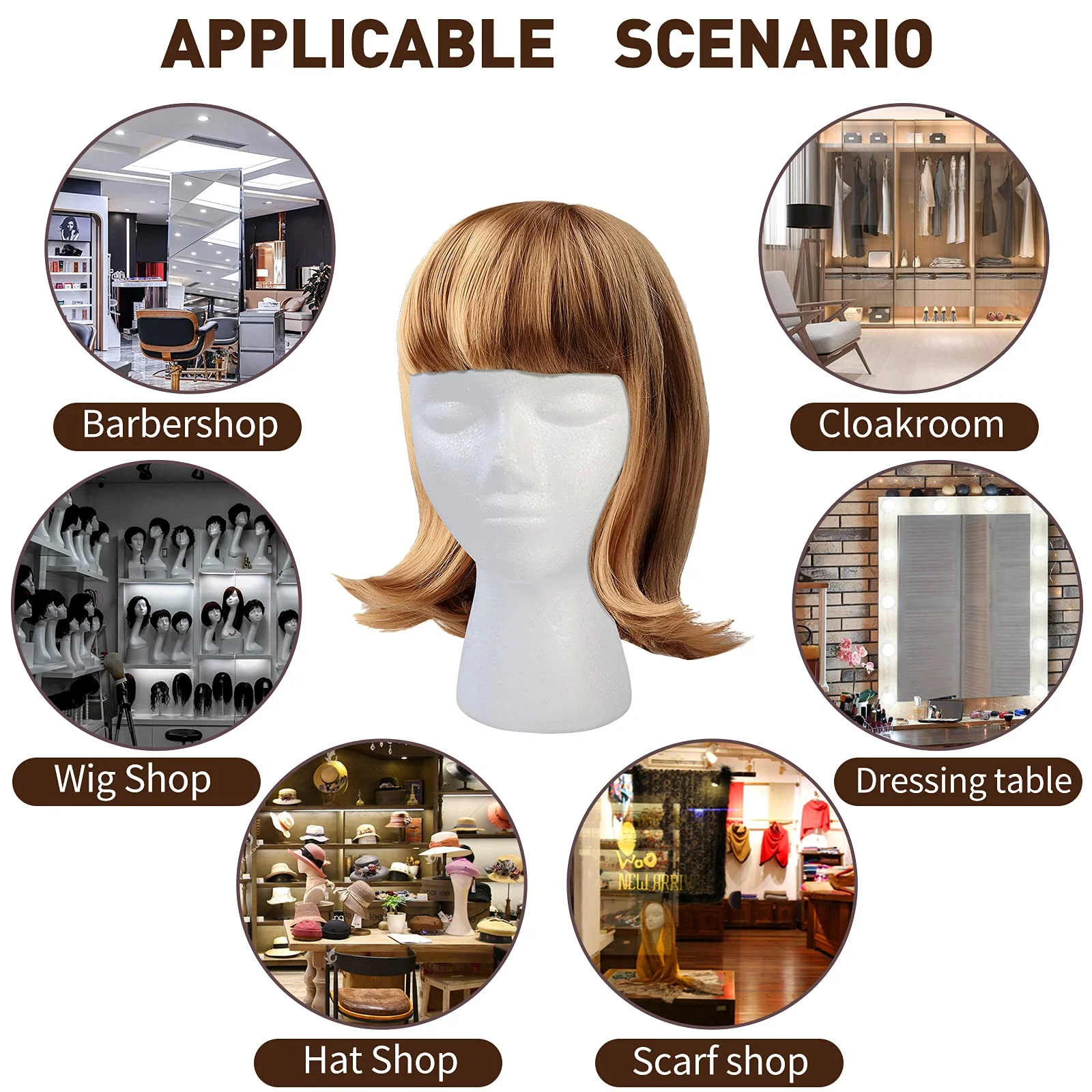 BALABALA 3 Pack Foam Wig Head Stand, Female Styrofoam Mannequin Head with Long Neck for Wig Display, Hat Holder, Salon & Travel, White Foam Head Model - Image 4