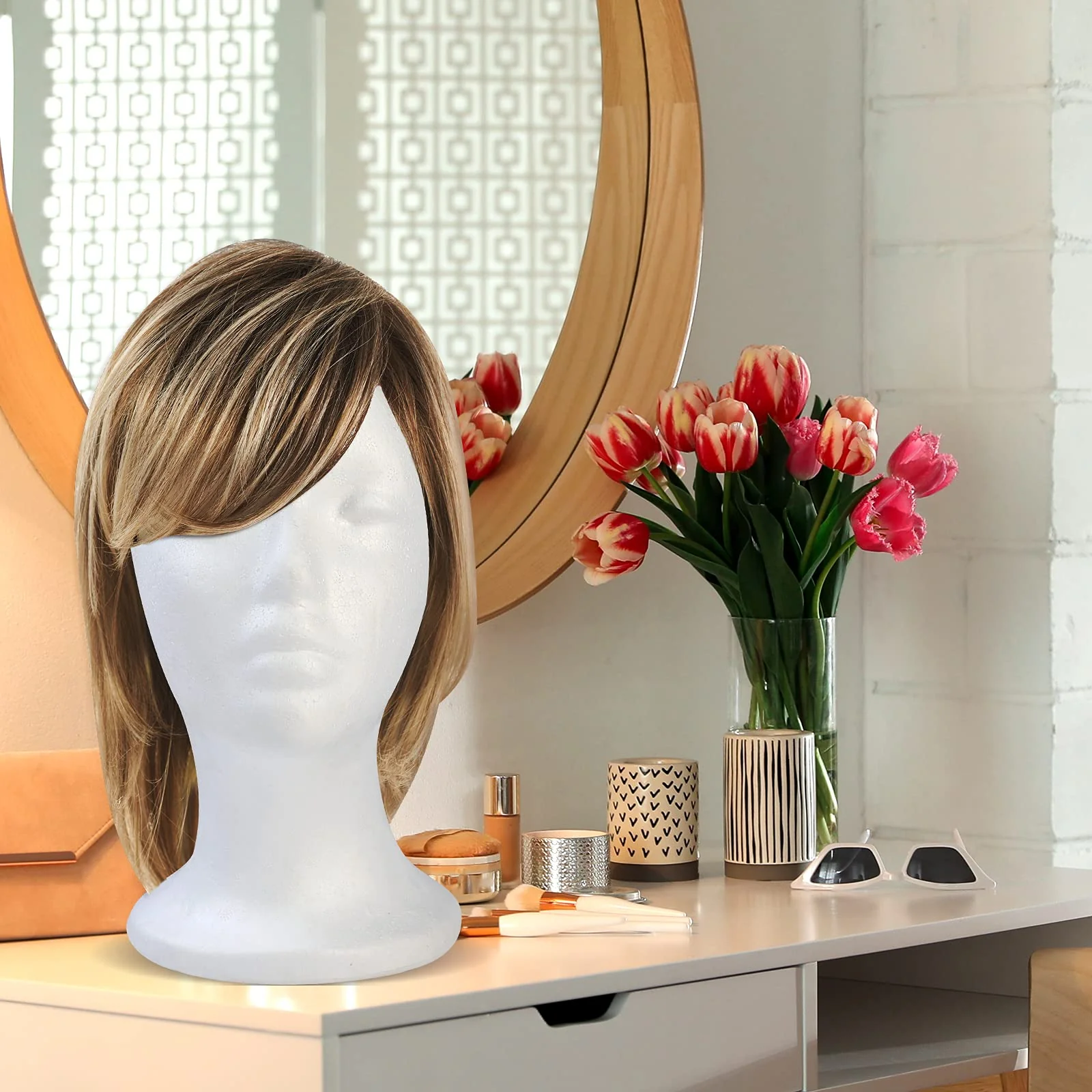 BALABALA 3 Pcs Foam Wig Head, Female Styrofoam Mannequin Hairpieces Stand Holder Cosmetics Model Head Wig Display for Style, Model, Display Hair, Hats, Hairpieces, Mask , Salon and Travel - Image 6