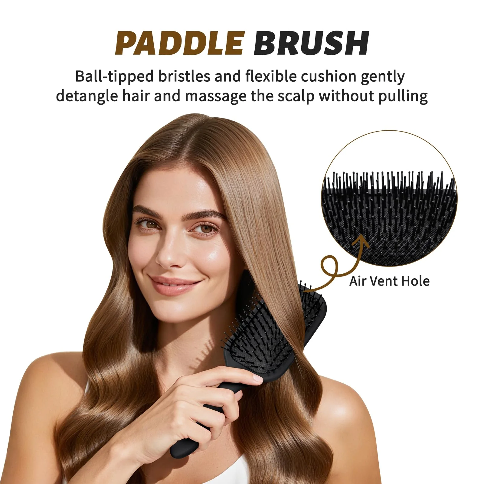 Balon Hair Brush for Women and Men, 4Pcs Paddle Brush Detangling Brush Hair Comb Set for Long Thick Thin Curly Hair, Hairbrush Great On Wet or Dry, No More Tangle - Image 4