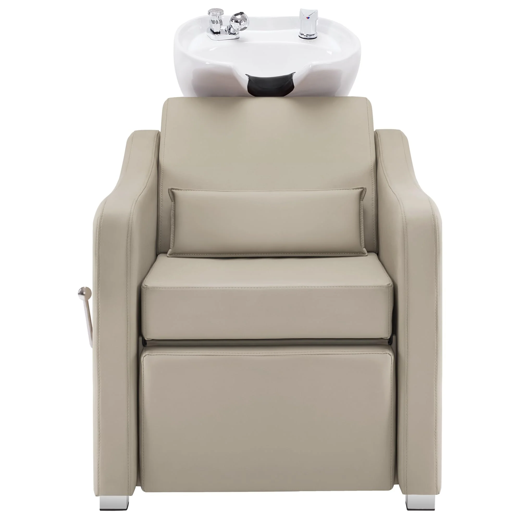 BarberPub Backwash Shampoo Station Chair, Adjustable Porcelain Ceramic Hair Wash Bowl with Chair, Shampoo Station for Barber Shop, Spa Beauty Salon Equipment 9364 (Creamy White) - Image 9