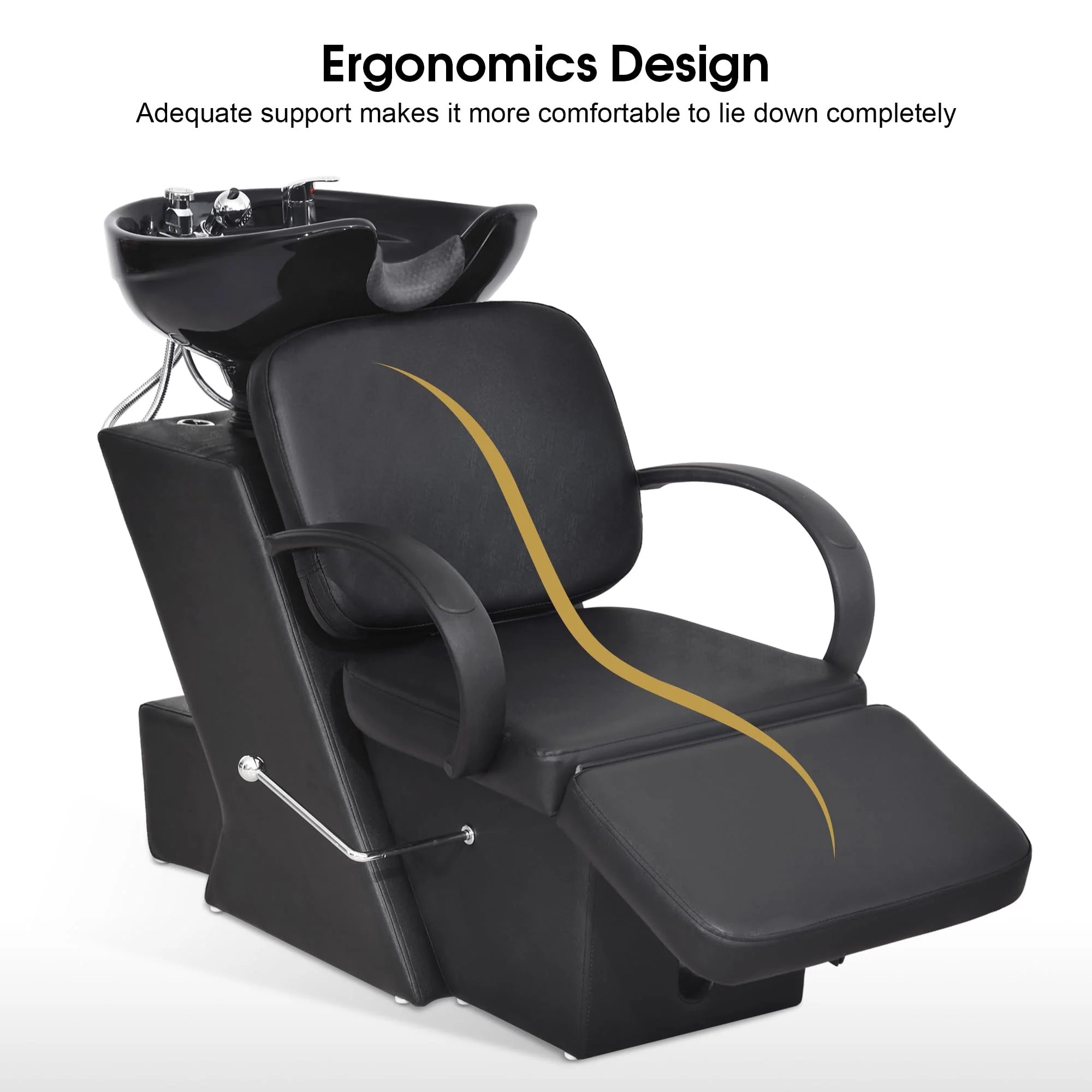 BarberPub Ceramic Bowl Shampoo Chair, Adjustable Backwash Sink, Hair Stylist Barber Chairs for Salon Beauty Spa Tattoo Unit Station 9051 - Image 7