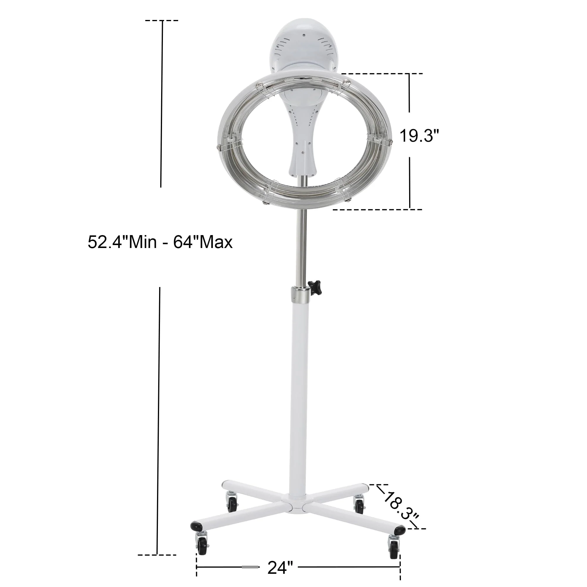 BarberPub Orbiting Hair Dryer Processor with Adjustable Height & Smart Control Panel, 1100W Salon Hair Care Stand Station with Rolling Base for Hairstylist HDP01 (White) - Image 3