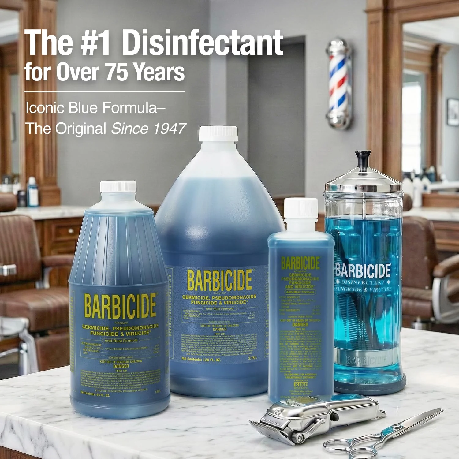 BARBICIDE Half Gallon Disinfectant Concentrate – 2 Pack | EPA-Registered, Hospital-Grade Germicide for Salons & Barbershops | Anti-Rust Solution for Shears, Combs & Professional Tools - Image 2