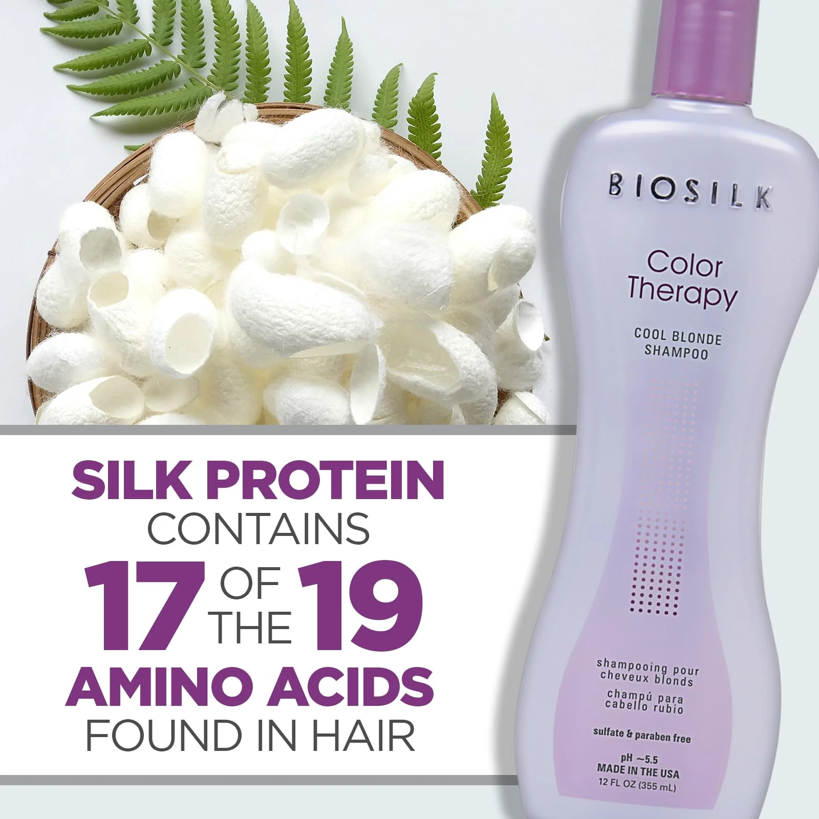 BioSilk Color Therapy Cool Blonde Shampoo, Protects Highlighted & Lightened Hair To Help Balance Brassy Tones, Sulfate, Paraben & Cruelty-Free, 12 Oz - Image 4