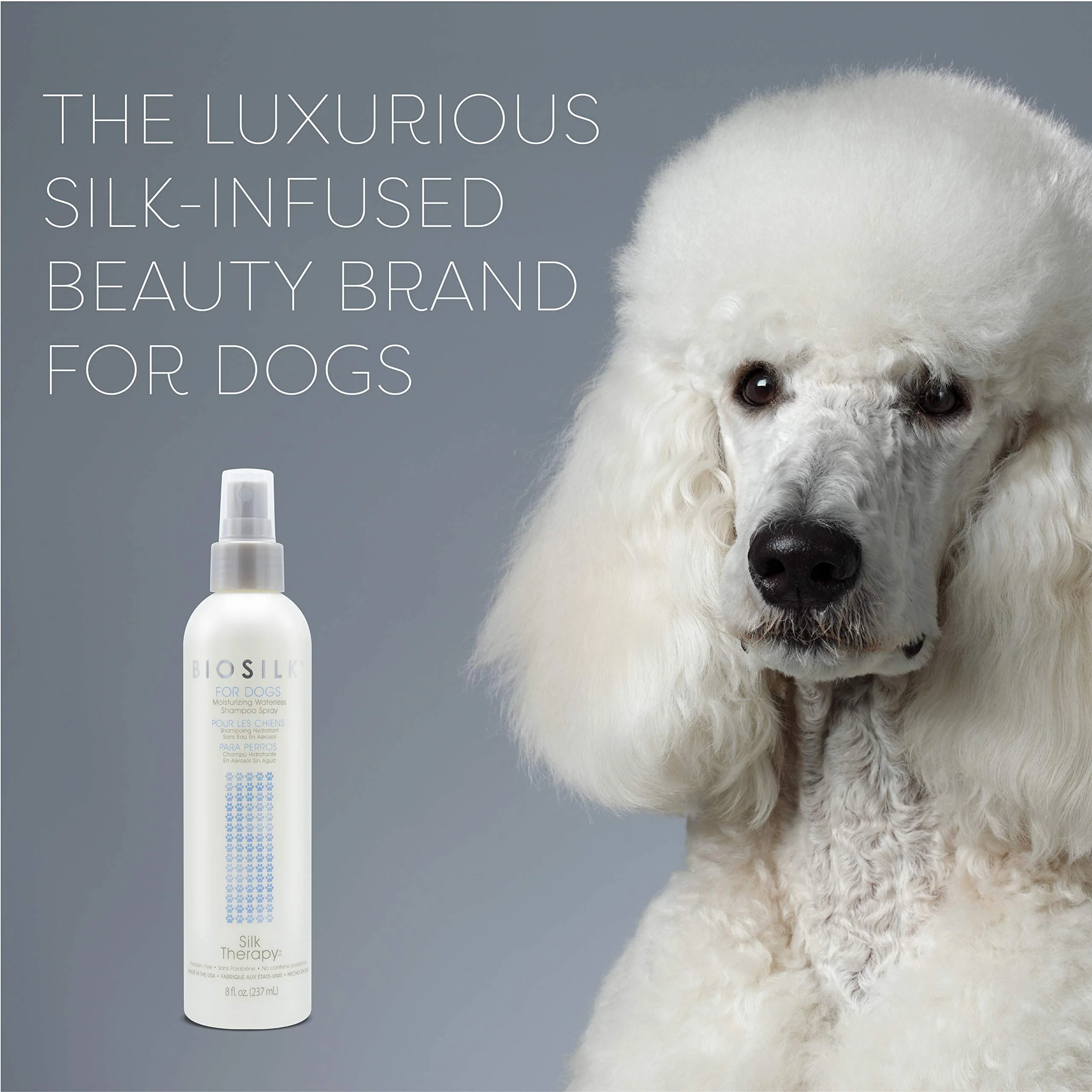 BioSilk for Dogs Silk Therapy Deep Moisture Waterless Shampoo Spray, No Rinse Between-Bath Dog Grooming Spray, Sulfate and Paraben Free, pH Balanced, Made in USA, 8 Fl Oz - Image 4