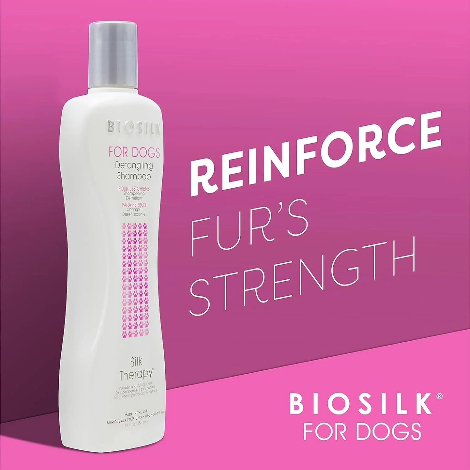 BioSilk for Dogs Silk Therapy Detangling Shampoo, Cleans and Moisturizes, Dematting Shampoo with Silk Proteins and Coconut Oil, No Parabens, pH Balanced, Made in USA, 12 Fl Oz - 2 Pack - Image 3