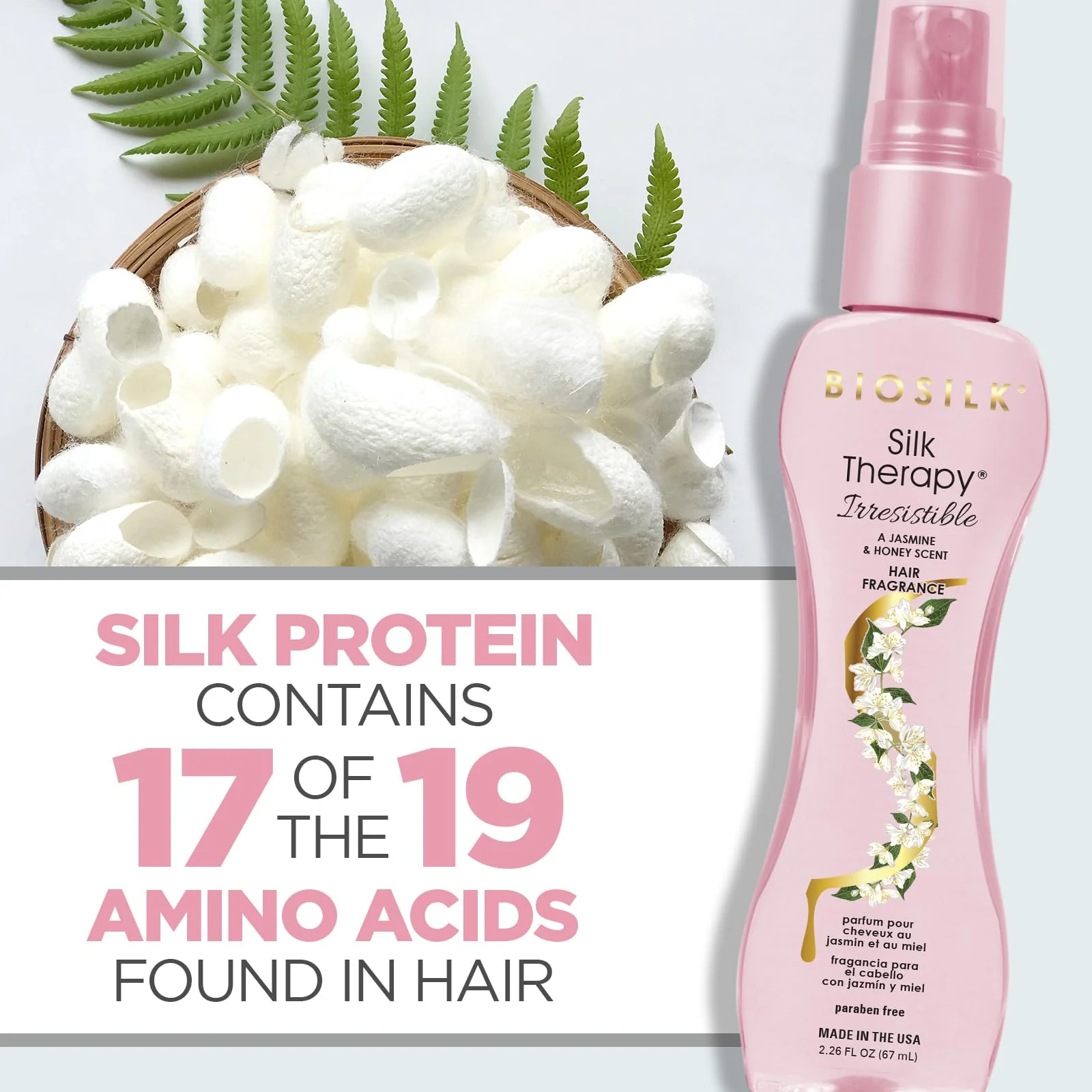 BioSilk Irresistible Collection Silk Therapy Hair Fragrance 2.26oz. Jasmine & Honey Scent, 2.26 ounces - Image 4