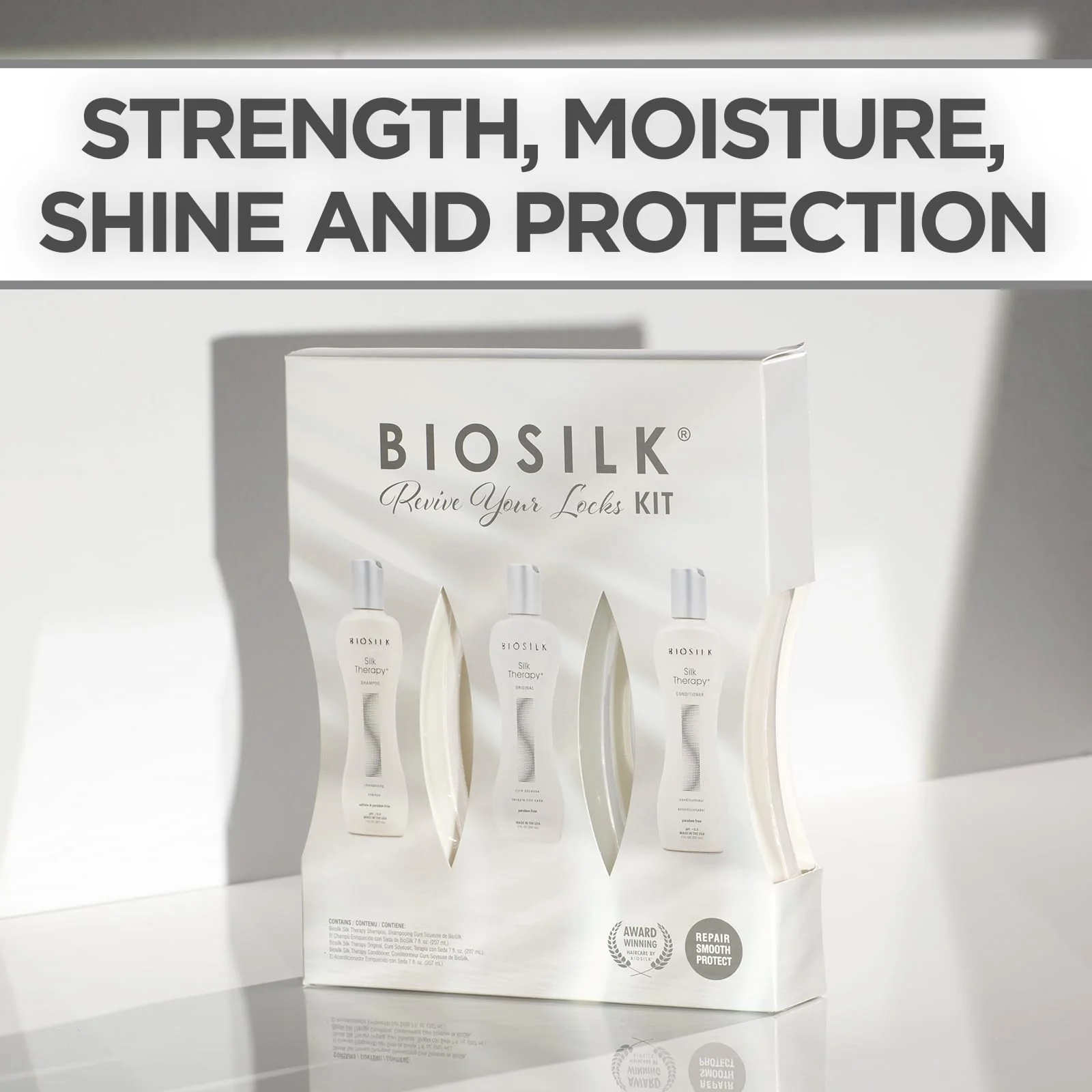 BioSilk Revive Your Locks Kit. Original Silk Therapy 7oz, Silk Therapy Shampoo 7oz, and Silk Therapy Conditioner 7oz (kit Contains 3 Products), 7 fluid_ounces - Image 2