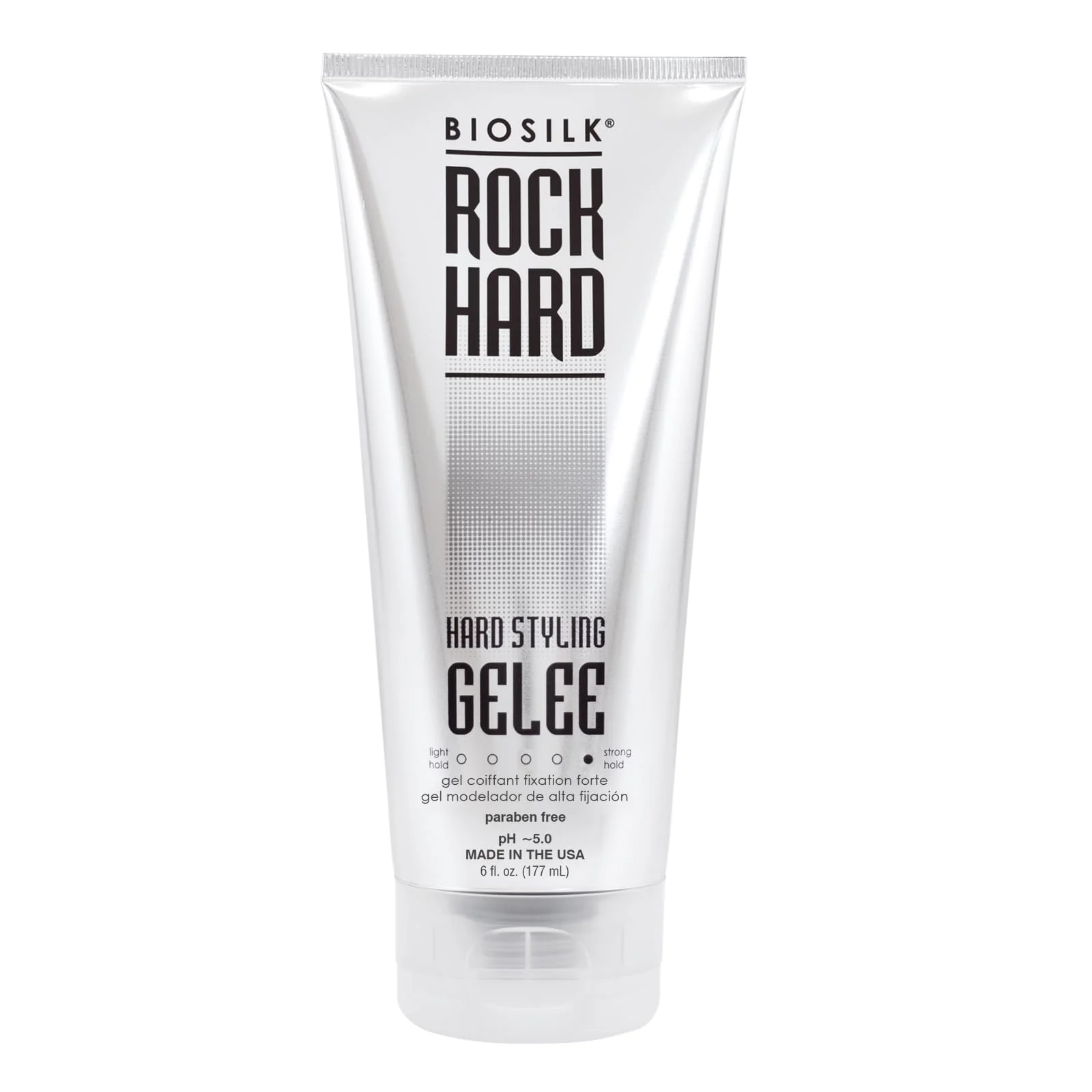 BioSilk Rock Hard Gel, Firm-Hold Hair Gel for Long-Lasting Styles, Shapes, Defines & Adds Shine, Sulfate-Free, Paraben-Free, Cruelty-Free, 6 Oz