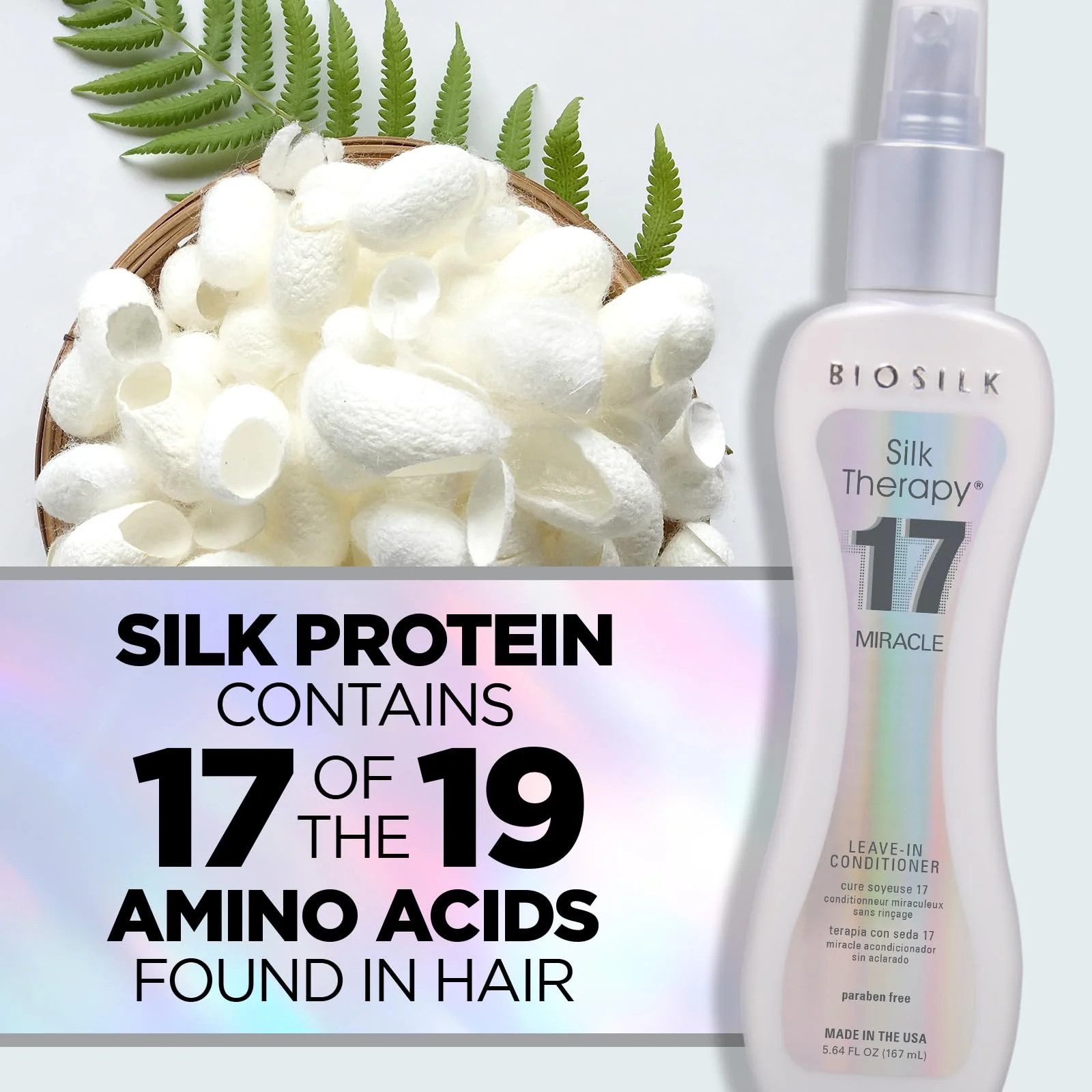 BioSilk Silk Therapy Miracle 17,Leave-In Conditioner for Dry & Damaged Hair,Reconstructs,Repairs & Hydrates, Adds Shine,Controls Frizz & Defines Curls, Sulfate-Free, Paraben-Free, Cruelty-Free,5.64 Oz - Image 5