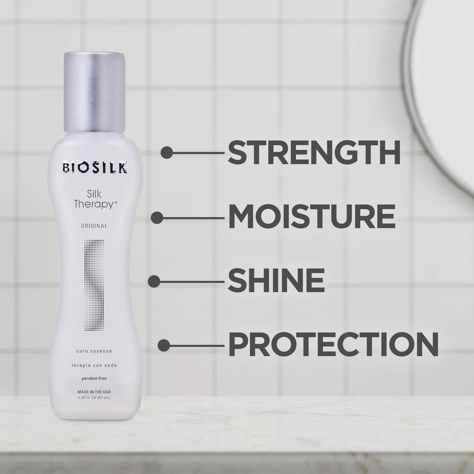 BioSilk Silk Therapy Original, Reconstructing Leave-In Hair Treatment, Adds Shine, Smooths & Prevents Split Ends, Sulfate-Free, Paraben-Free, Cruelty-Free, 2.26 Oz - Image 3