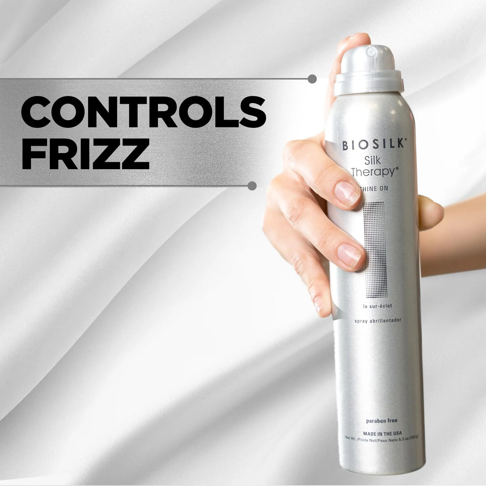 BioSilk Silk Therapy Shine On, Hairspray For Controlling Frizz & Providing Brilliant Shine, Sulfate, Paraben, & Cruelty-Free, 5.3 Oz - Image 4
