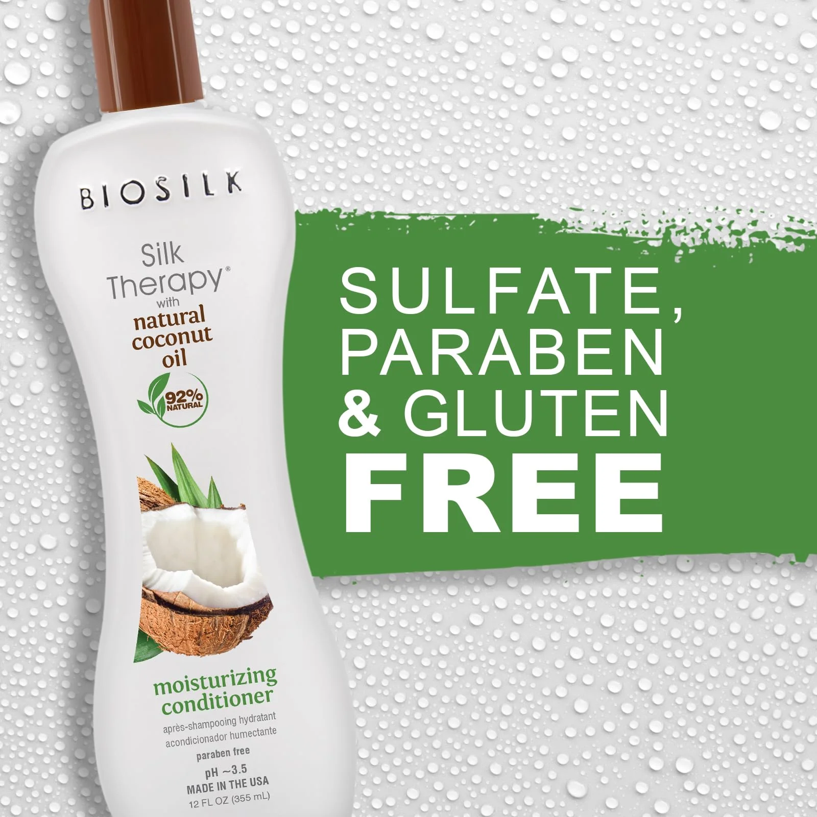 BioSilk Silk Therapy with Natural Coconut Oil Moisturizing Conditioner, Nourishing & Helps Eliminate Frizz, Sulfate, Paraben & Cruelty-Free, 12 Oz - Image 5