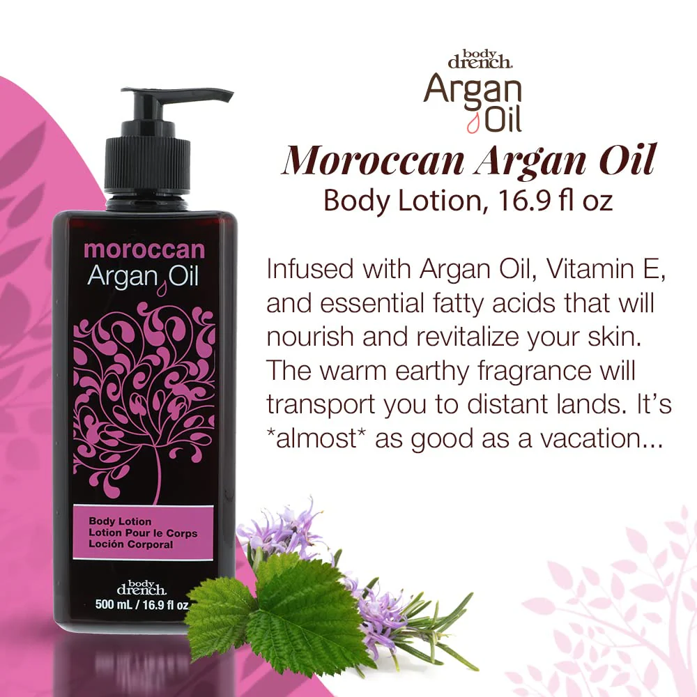 Body Drench Argan Oil Body Lotion – Hydrating & Moisturizing Lotion for Dry Skin with Moroccan Oil, Softens and Smooths Skin, 16.9 fl oz - Image 2