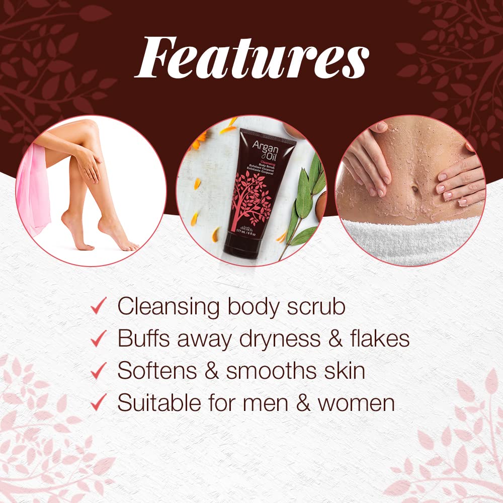 Body Drench Argan Oil Body Scrub for Women – Body Exfoliator Scrub & Deep Cleansing Skin Polish for Smooth Skin, Removes Dead Skin Cells, 6 fl oz - Image 4