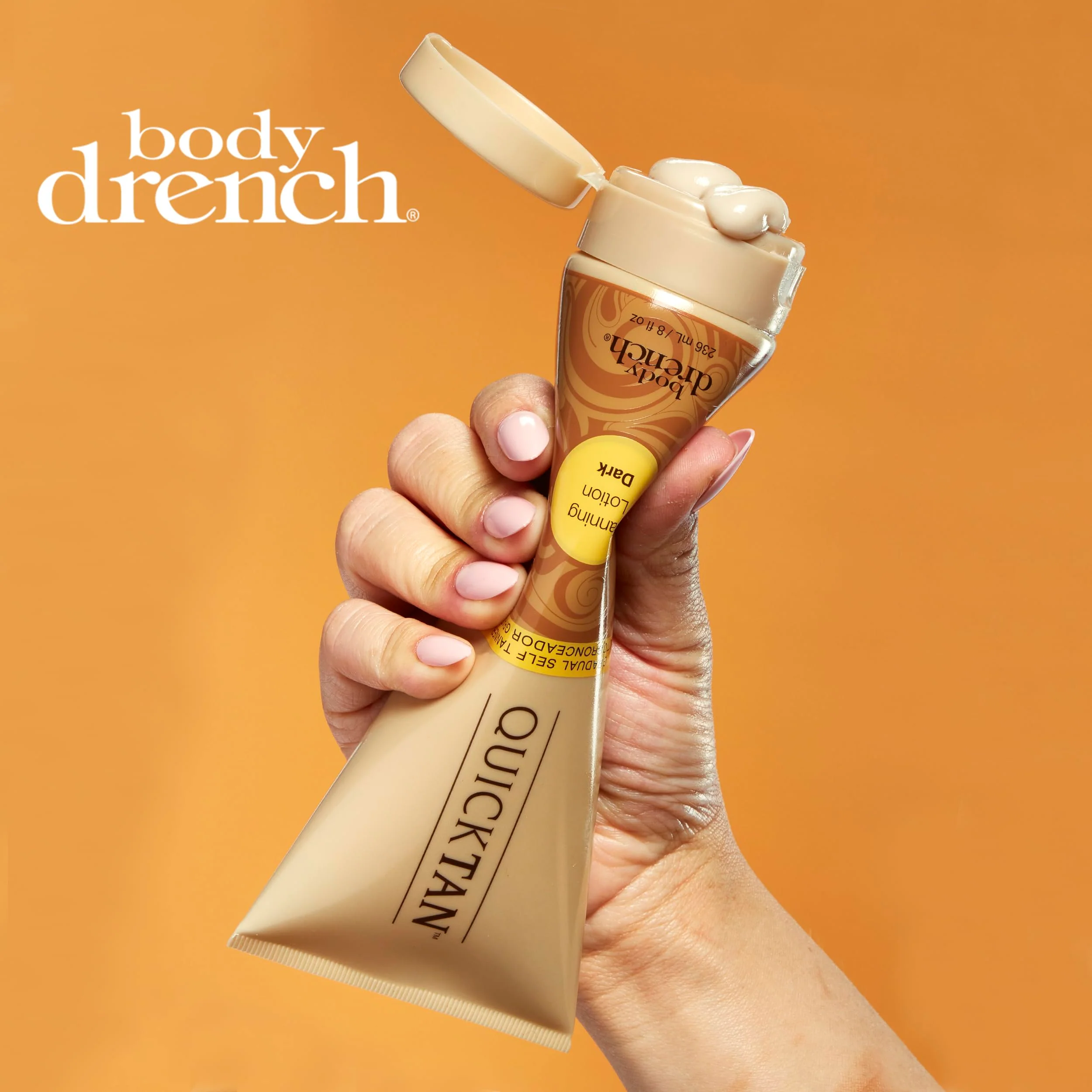 Body Drench Quick Tan Self Tanner Body Lotion – Sunless Tanning Lotion for Women, Natural-Looking Self Tan, Dark, 8 fl oz - Image 6