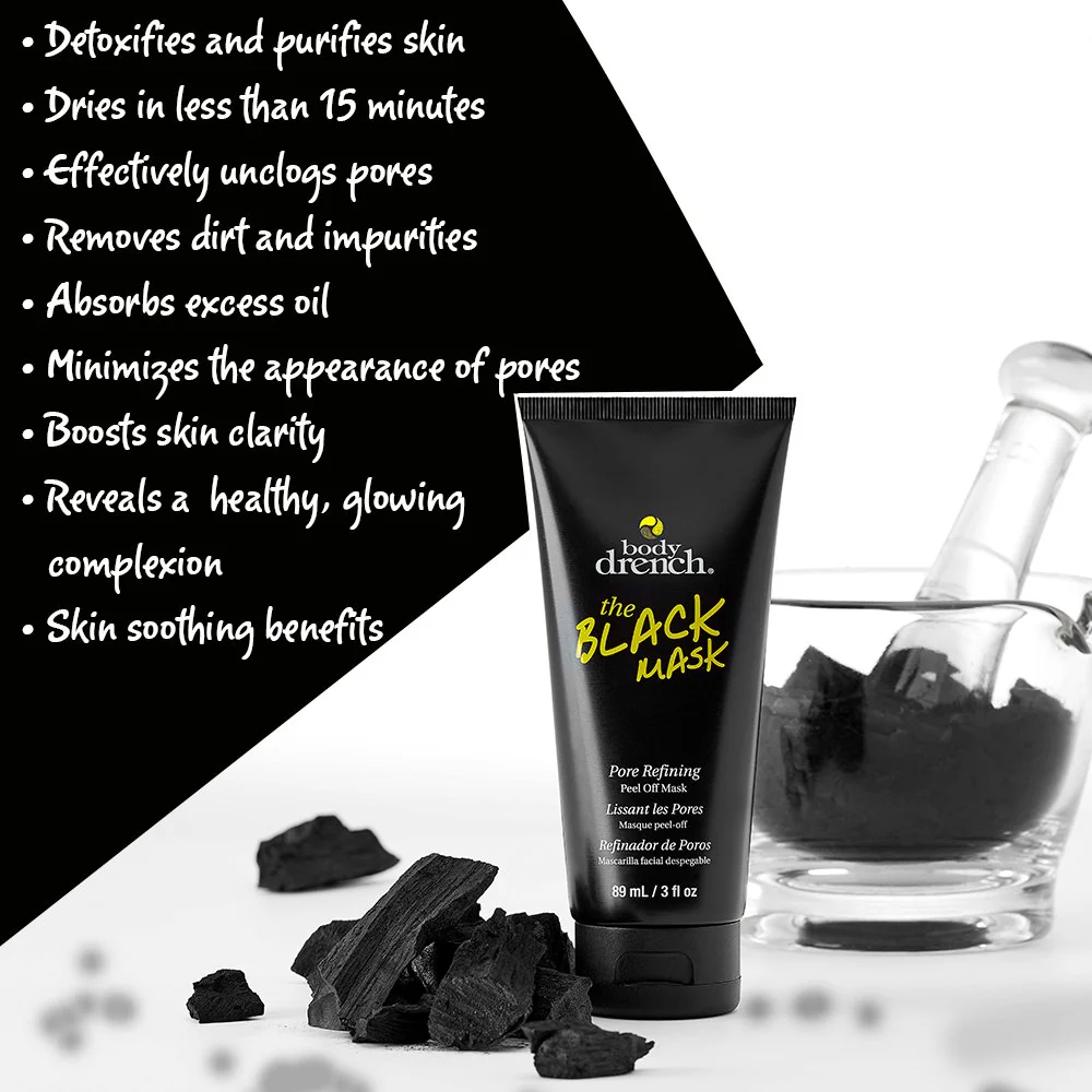 Body Drench The Black Mask - Charcoal Face Mask Peel-Off, Blackhead Remover Mask for Face, Deep Pore Cleansing & Blackhead Removal, 2 Pack - Image 3