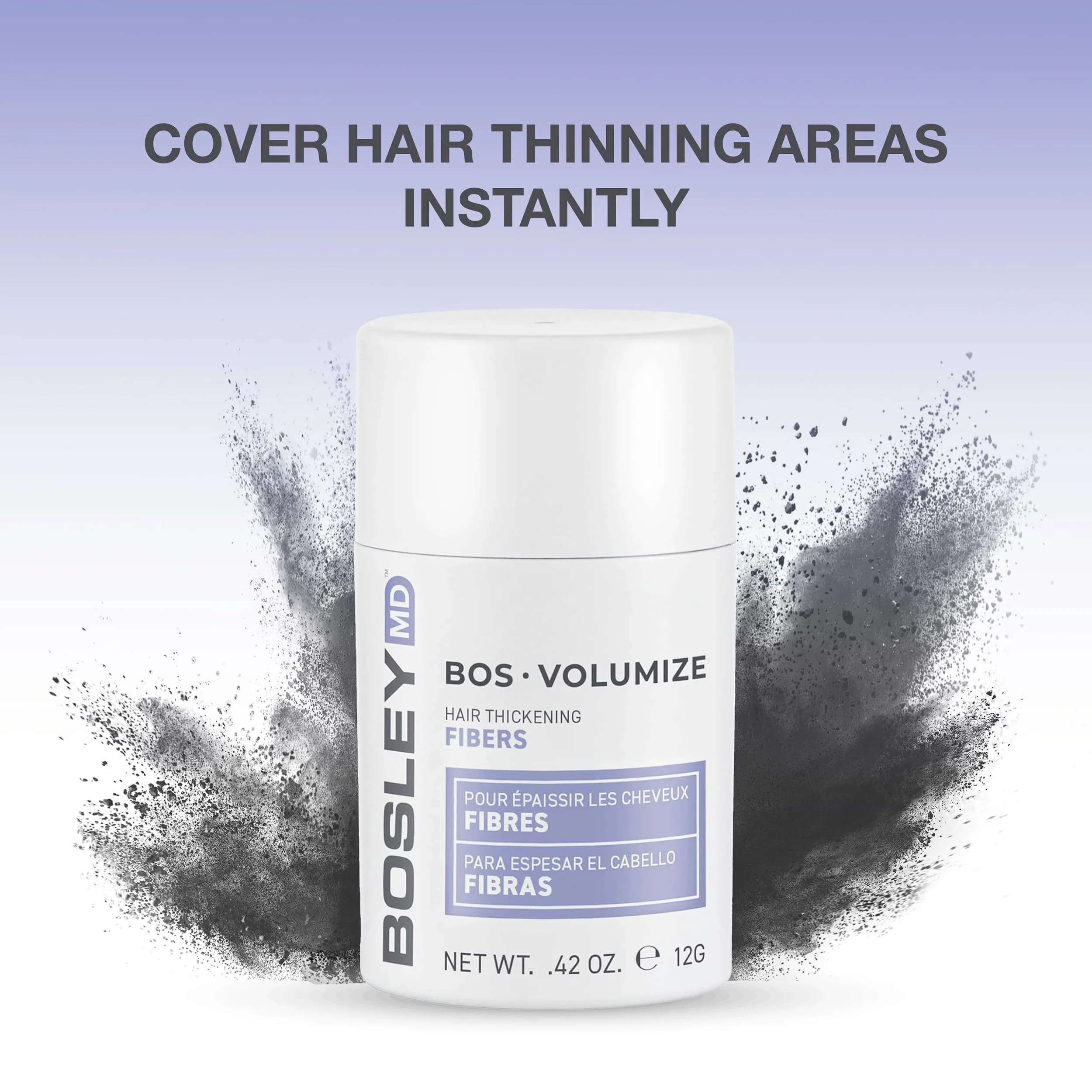 BosleyMD BOSVolumize Hair Thickening Fibers – Natural Keratin Hair Building Formula for Thinning Hair & Bald Spots – Instant Fuller, Thicker Look – Wind & Sweat Resistant – Black, 0.42 oz - Image 2