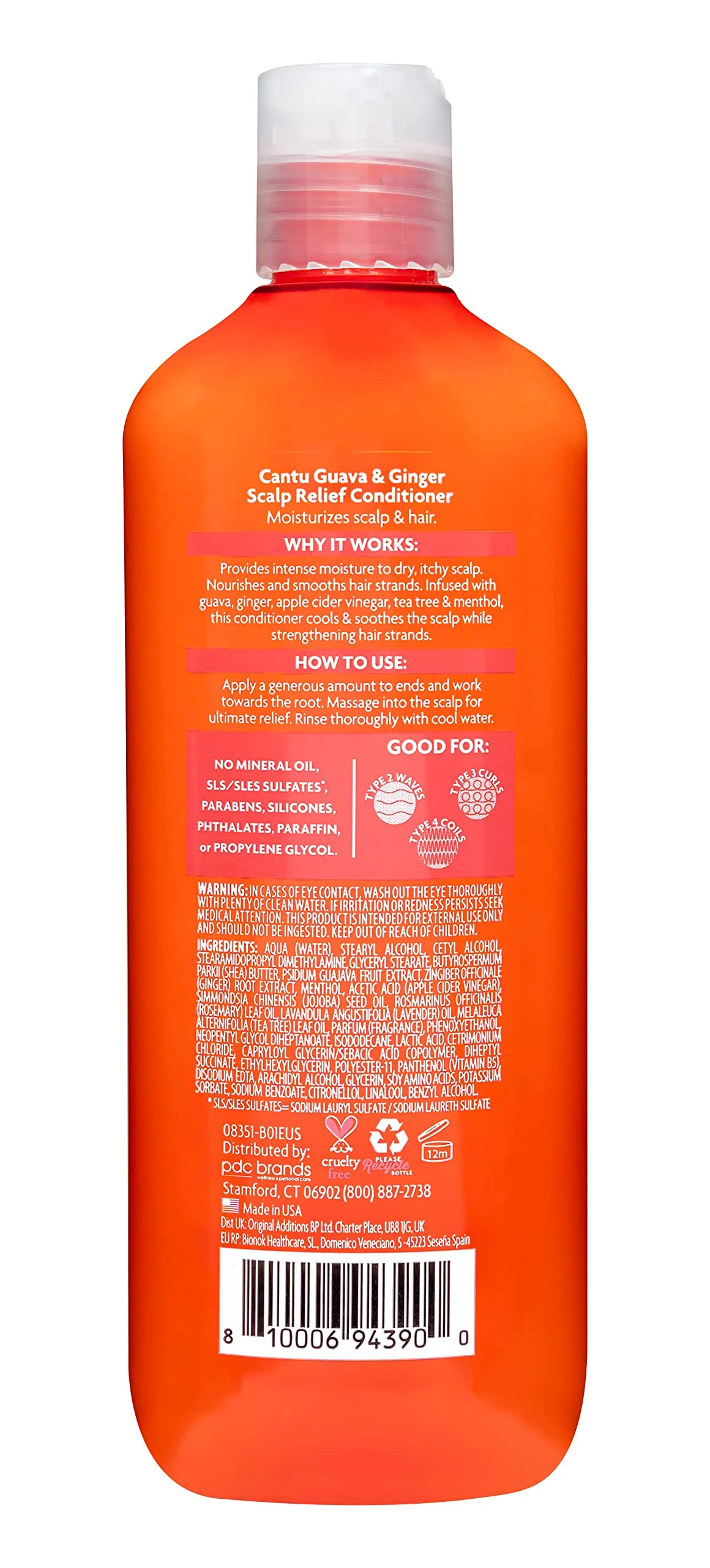 Cantu Guava Scalp Relief Conditioner, for Natural Curls, Coils & Waves, 13.5 fl oz (400 ml) - Image 2