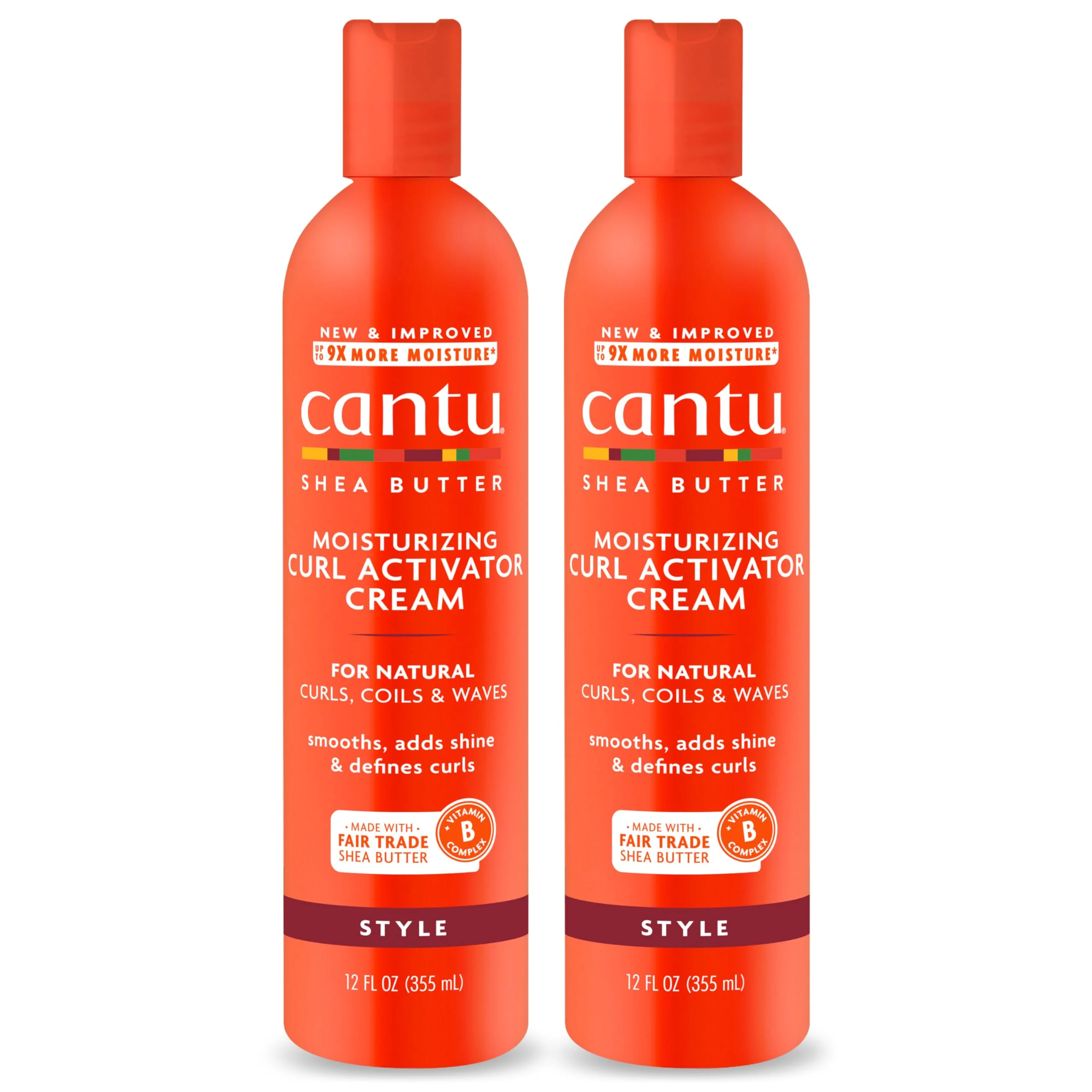 Cantu Moisturizing Curl Activator Cream for Natural Hair with Pure Shea Butter, 12 fl oz (Pack of 2)