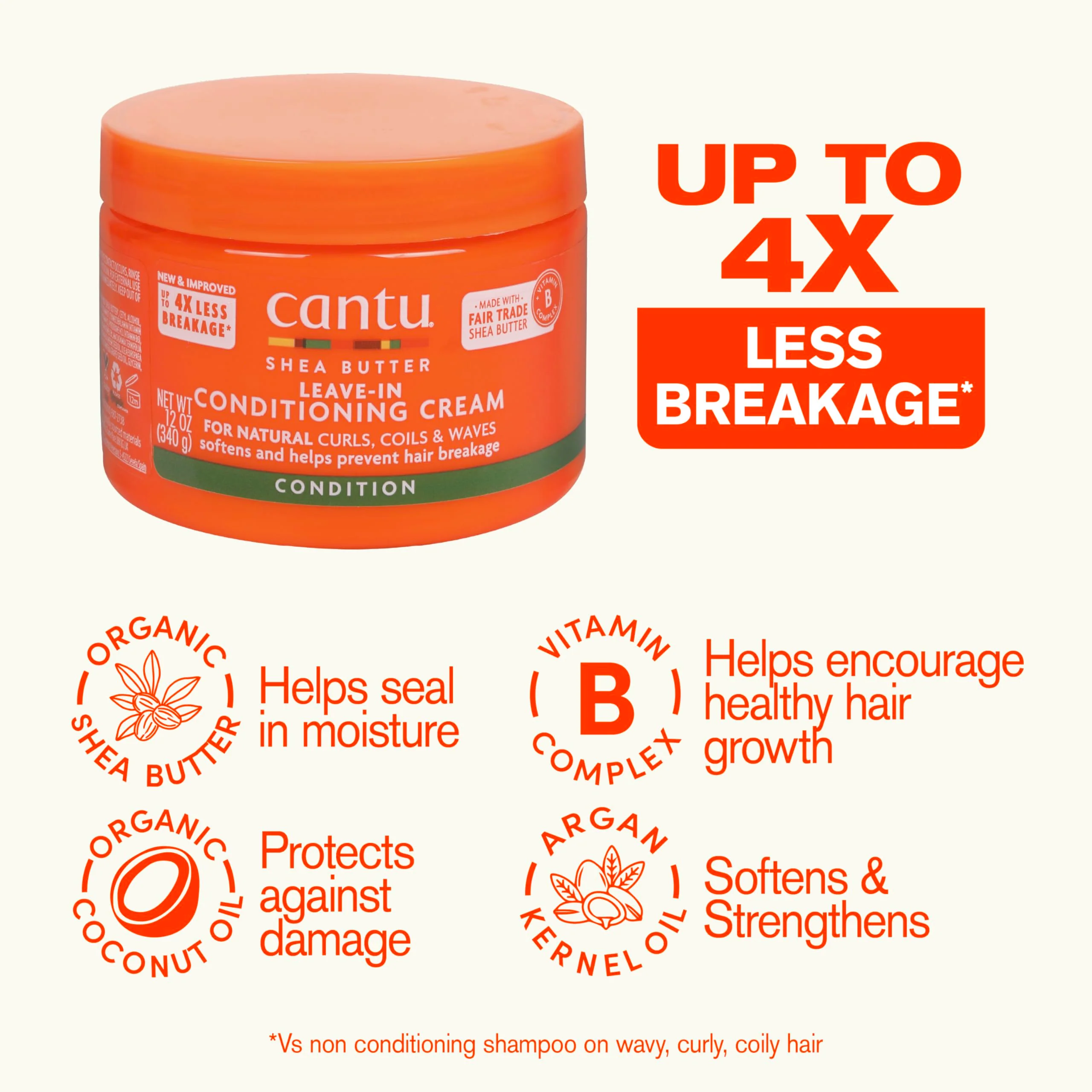 Cantu Shea Butter for Natural Hair Leave in Conditioning Cream, 12 Oz - Image 3