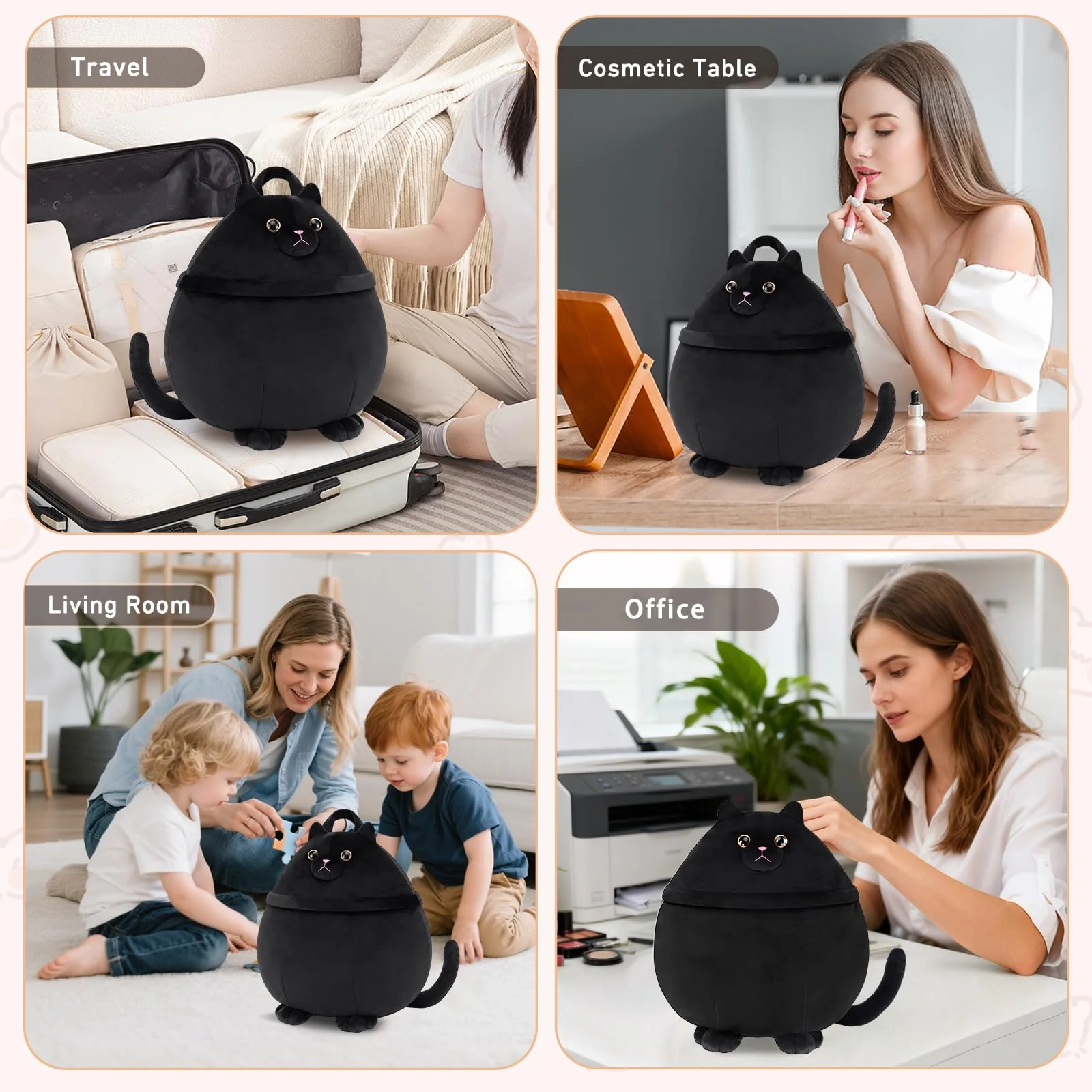 Cantustime Funny Cat Makeup Bag - Large Capacity Cute Travel Toiletry Cosmetic Bag Pouch Organizer - Mothers Day Easter Birthday Christmas Unique Gifts for Women Teen Girls Cat Lovers-Black - Image 5
