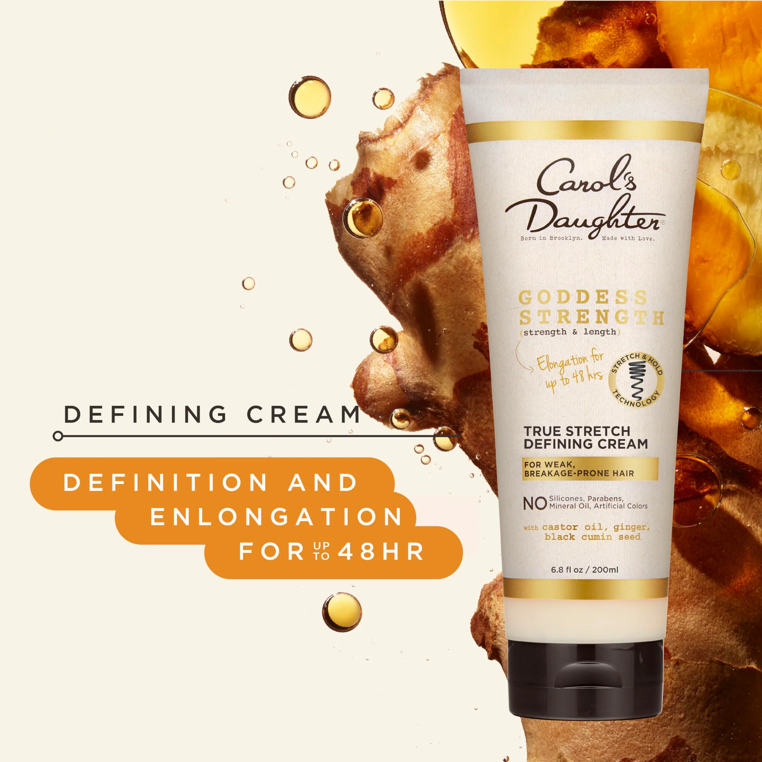 Carol's Daughter Goddess Strength True Stretch Defining Hair Cream For Waves, Coils and Curls, Curl Defining Cream with Castor Oil, 6.8 Fl Oz - Image 5