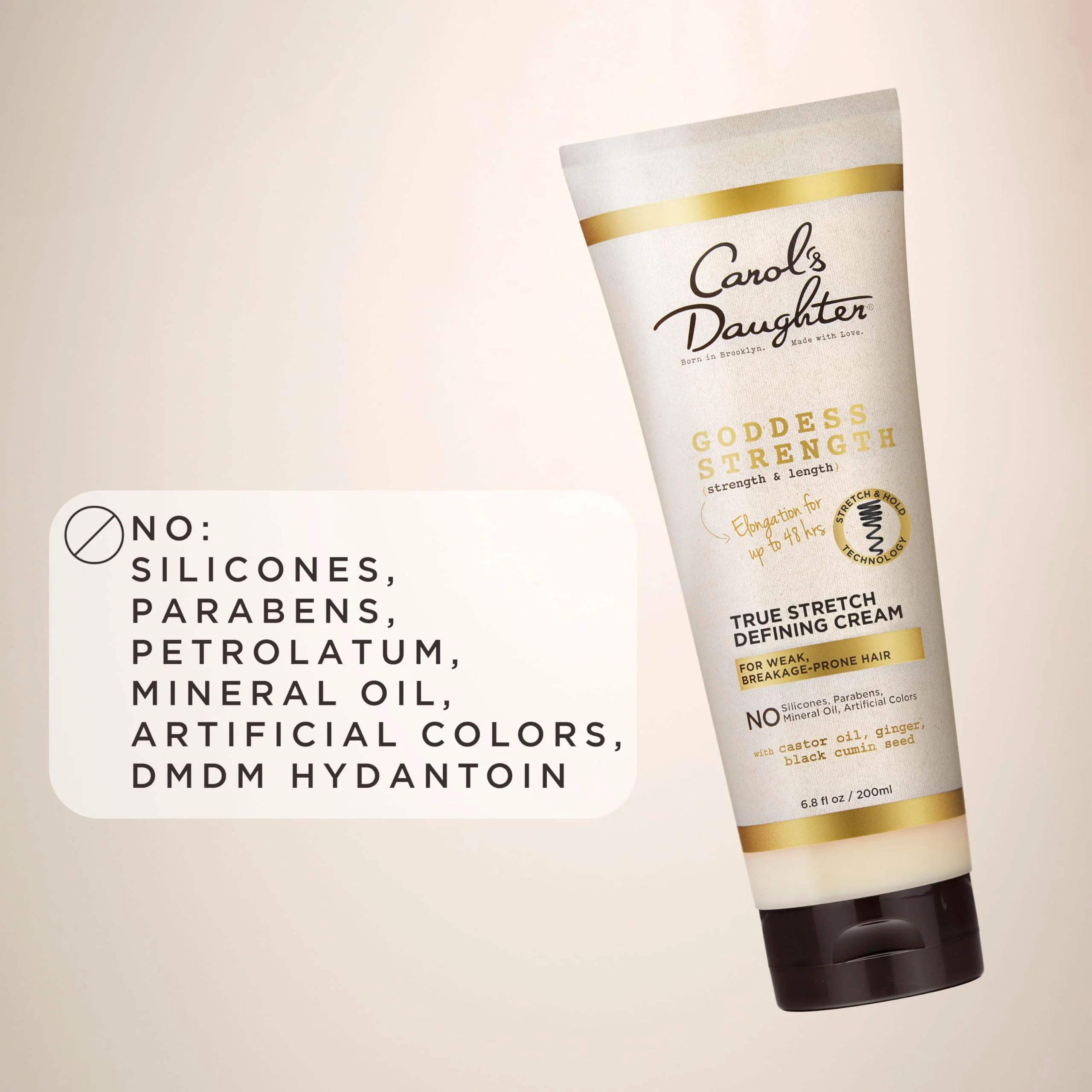 Carol's Daughter Goddess Strength True Stretch Defining Hair Cream For Waves, Coils and Curls, Curl Defining Cream with Castor Oil, 6.8 Fl Oz - Image 7