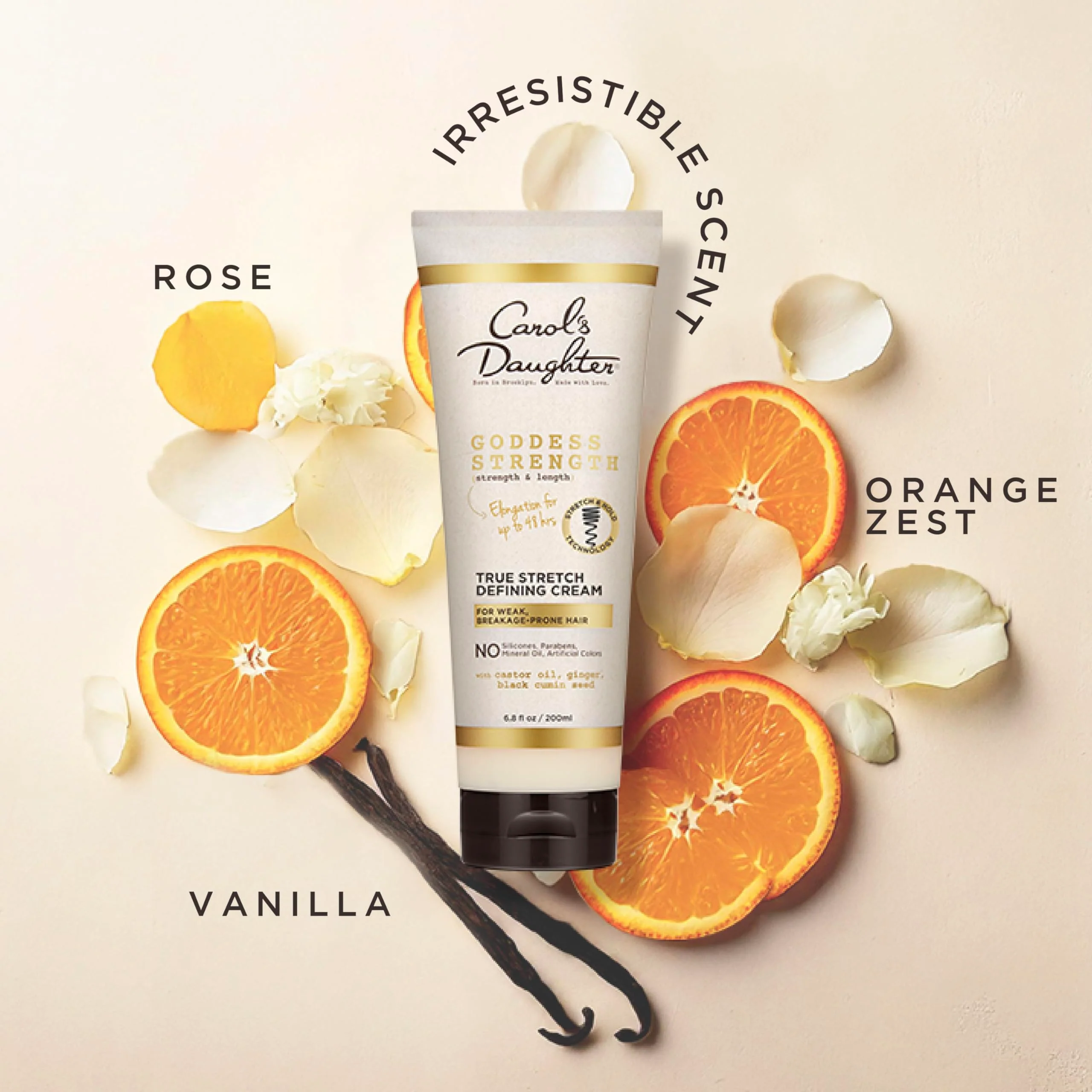 Carol's Daughter Goddess Strength True Stretch Defining Hair Cream For Waves, Coils and Curls, Curl Defining Cream with Castor Oil, 6.8 Fl Oz - Image 8