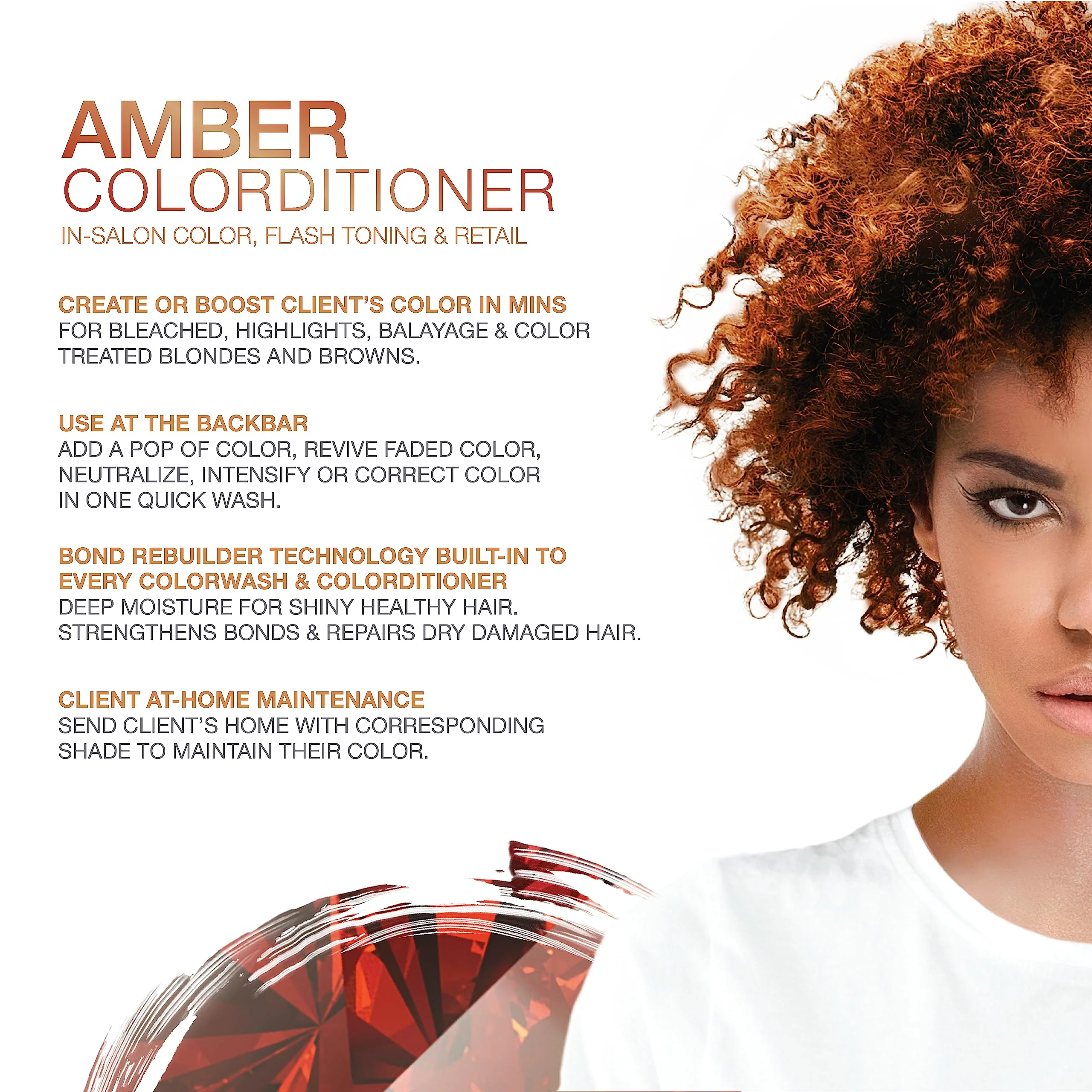 Celeb Luxury Gem Lites Amber Colorditioner, Color Depositing Conditioner with Bondfix Bond Rebuilder, Semi Permanent Hair Colour Glaze, Maintains and Refreshes Copper to Medium Auburn Tones - Image 2
