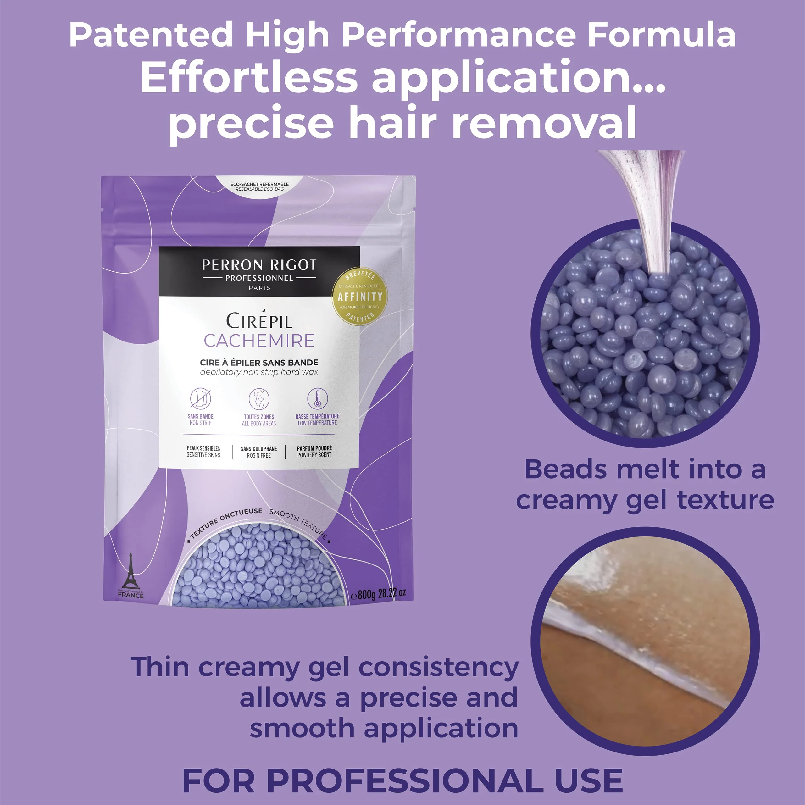 Cirepil - Cachemire - 800g / 28.22 oz Hard Wax Beads Bag - Ultra-Comfort Rosin-Free Wax for Sensitive Skin - Creamy, Stripless Hair Removal for Face & Intimate Areas - Low Temp Refill Bag Refill Bag - Image 5