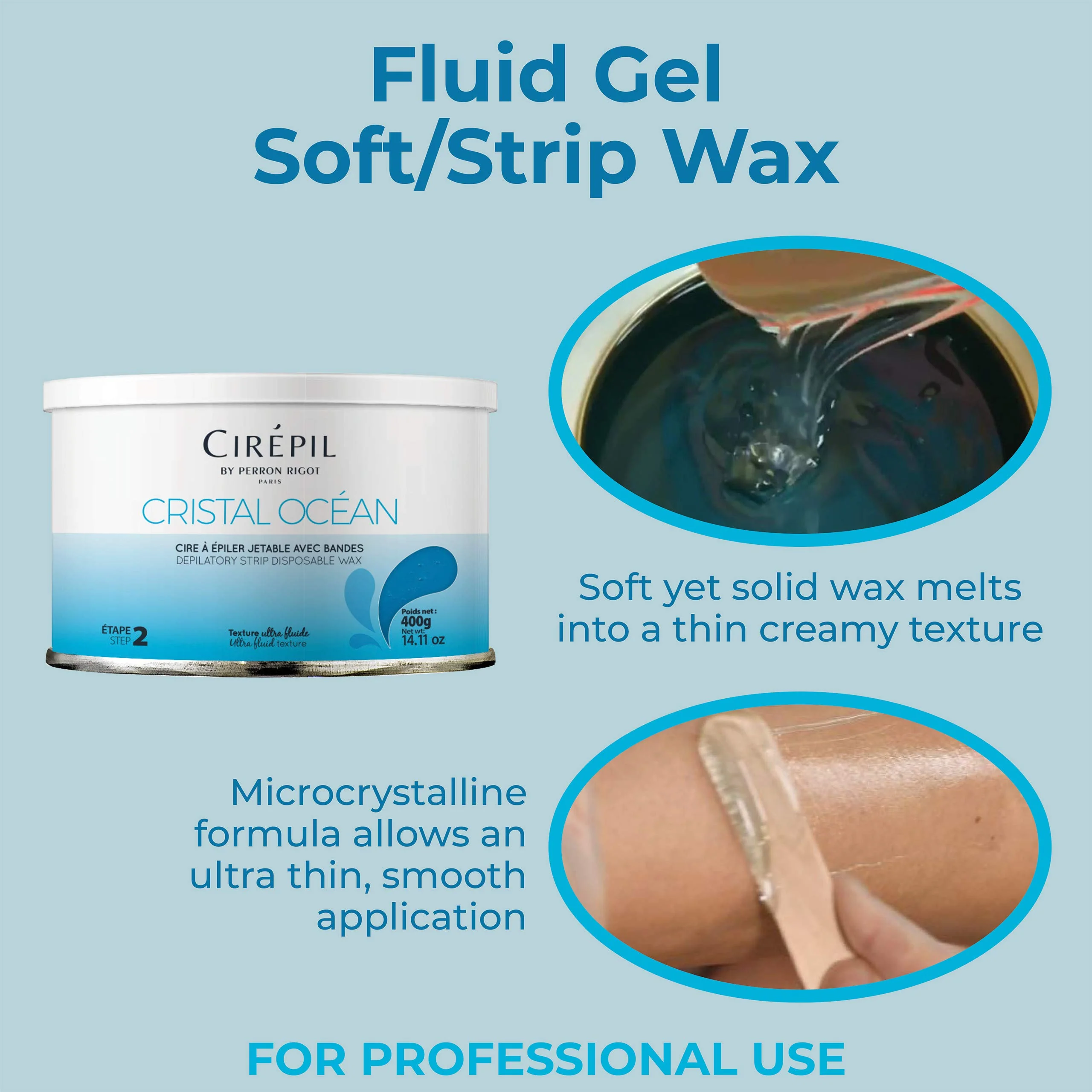 Cirepil - Cristal Ocean - 400g / 14.11 oz Soft Wax Tin - Hypoallergenic, Rosin-Free Strip Wax for Sensitive Skin - Unscented Professional Hair Removal Refill for Legs, Arms, and Back - Image 4