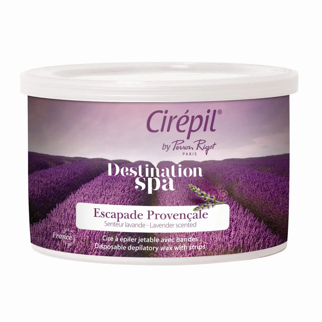 Cirepil - Destination SPA, Escale Provençale - 400g / 14.11 oz Wax Tin - Lavender Scent - Thin Gel Texture - Perfect for Large Areas & All Hair Types - Strips Needed