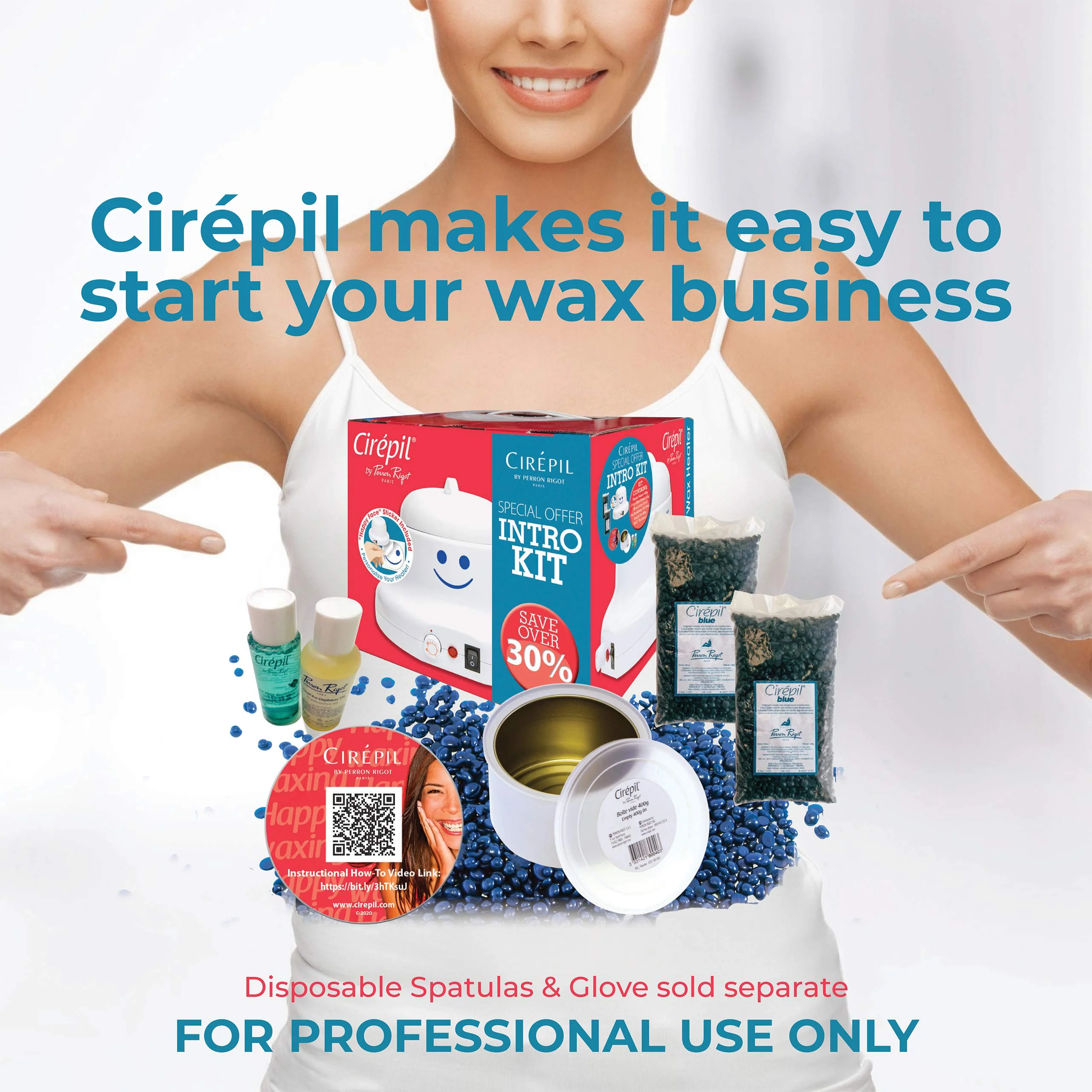 Cirepil - Intro Waxing Kit - Professional Hard Wax Kit for Hair Removal - Includes Happy Heater, Original Blue Wax Beads, Pre & Post Care - DIY Salon Results for Sensitive Skin, Brazilian & Body - Image 2