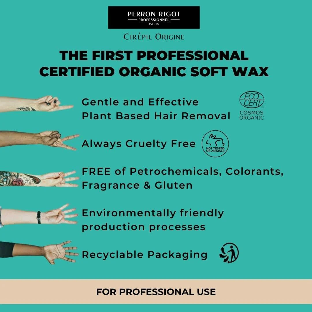 Cirepil - Origine - 400g / 14.11 oz Soft Wax Tin - Cosmos Certified Organic Strip Wax - 100% Natural with Jojoba Oil - Fragrance-Free for Sensitive Skin - Professional Body Depilatory Refill - Image 4