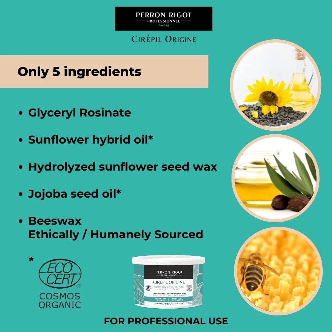 Cirepil - Origine - 400g / 14.11 oz Soft Wax Tin - Cosmos Certified Organic Strip Wax - 100% Natural with Jojoba Oil - Fragrance-Free for Sensitive Skin - Professional Body Depilatory Refill - Image 7