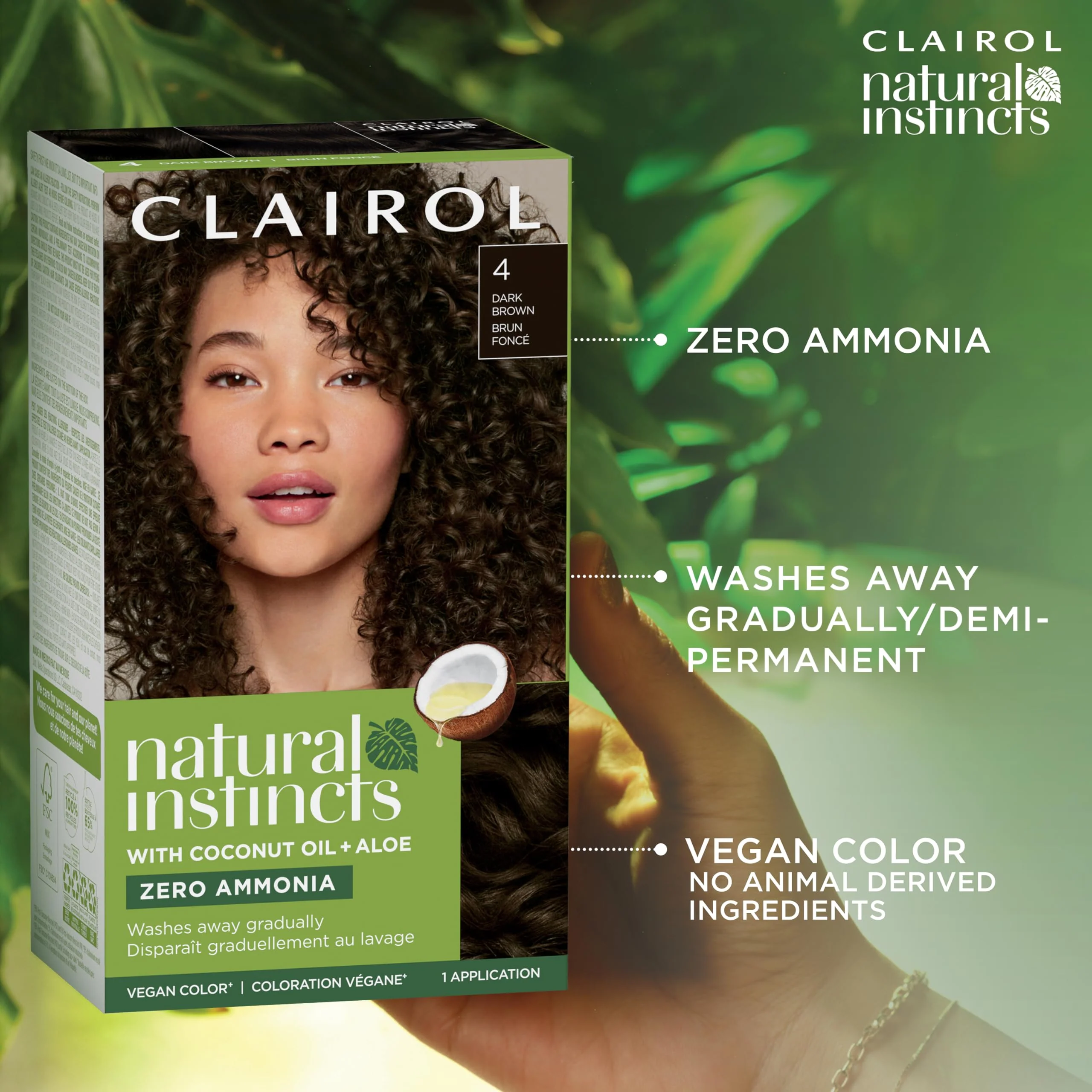 Clairol Natural Instincts Demi-Permanent Hair Dye, 3 Brown Black Hair Color, Pack of 3 - Image 5