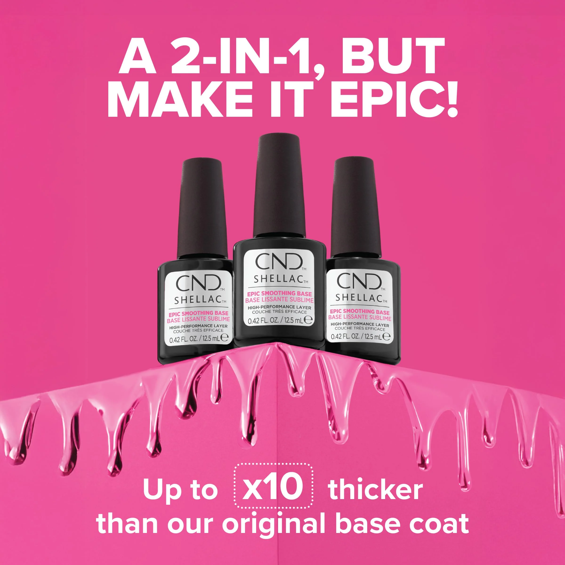 CND SHELLAC Epic Smoothing Gel Nail Base Coat, Strengthening Formula for Long Lasting Wear, 10x Thicker Appearance than Original, 0.42 fl oz - Image 3