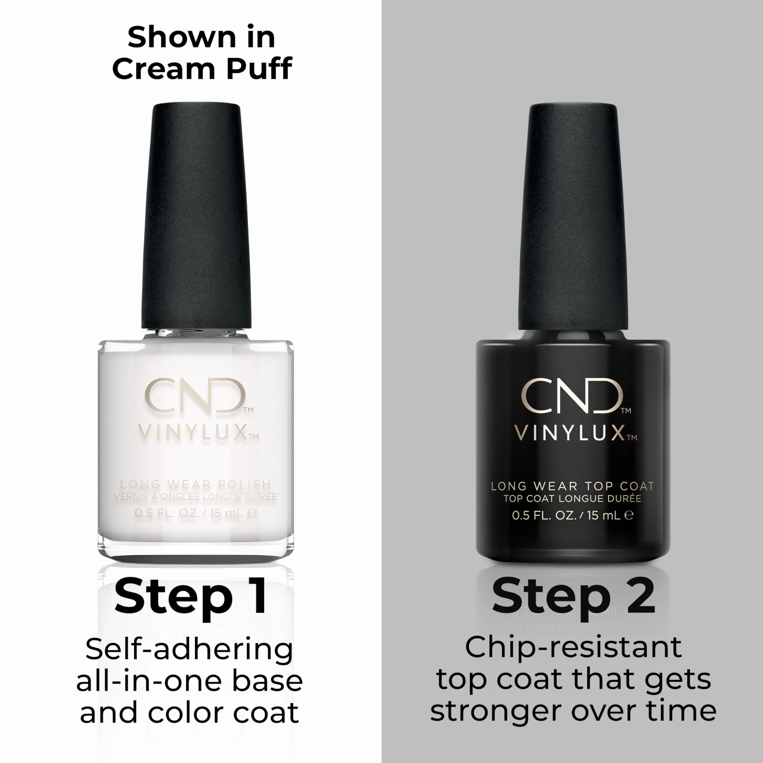 CND Vinylux Longwear White Nail Polish, Gel-like Shine & Chip Resistant Color, Cream Puff, 0.5 fl. oz - Image 4