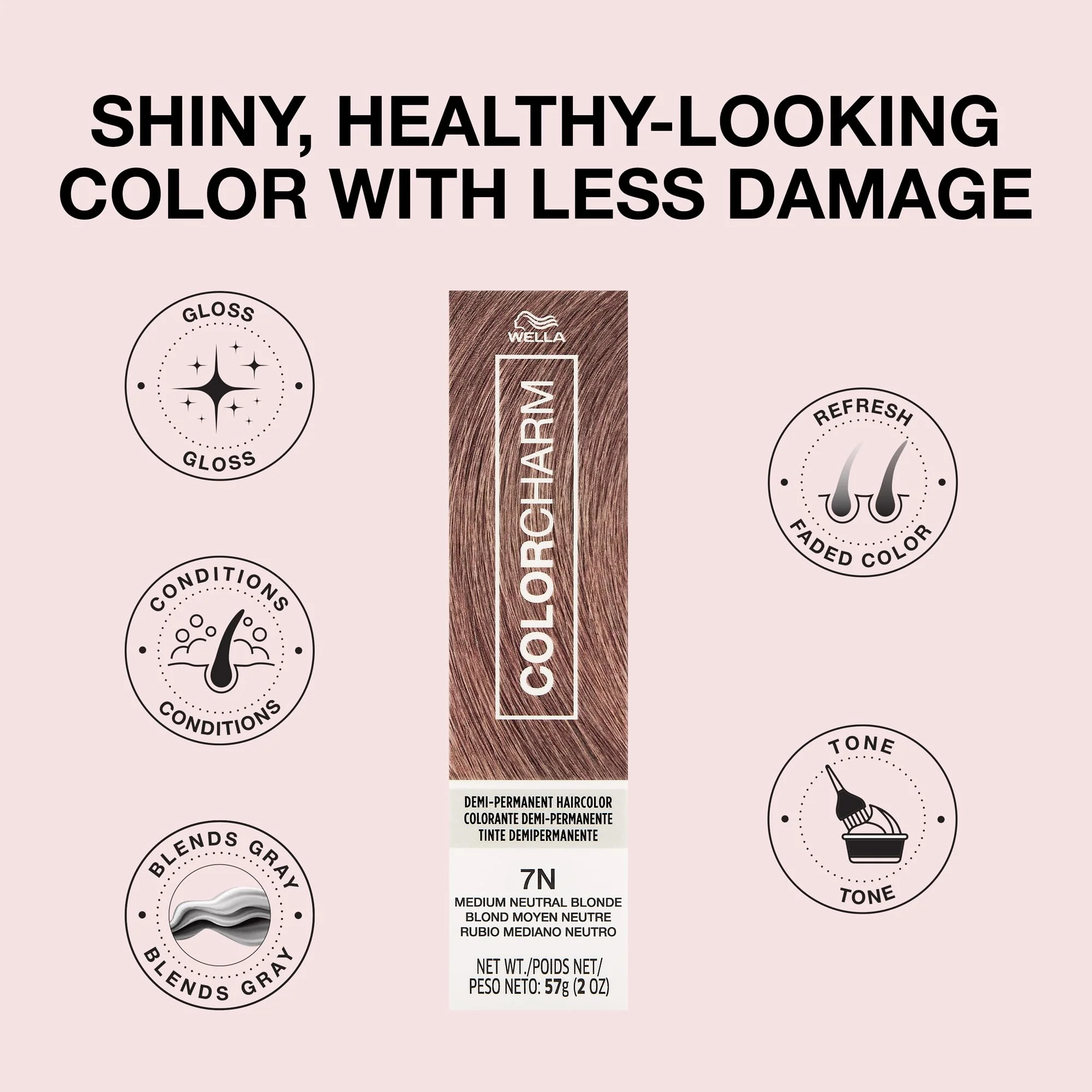 COLORCHARM Demi Permanent Hair Color 7N Medium Neutral Blonde Gloss, Refresh & Tone 2 Fl Oz - Image 4
